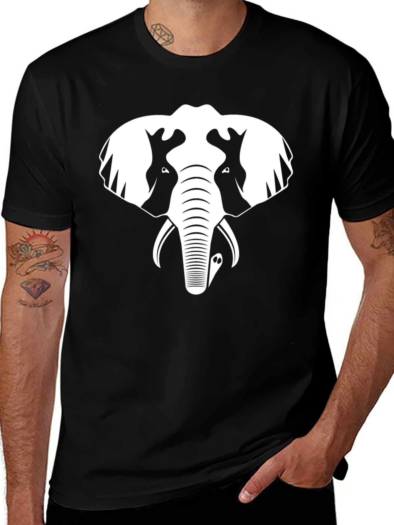 Variant 23 of Elephant Graphic Tee - Stylish Black Cotton T-Shirt