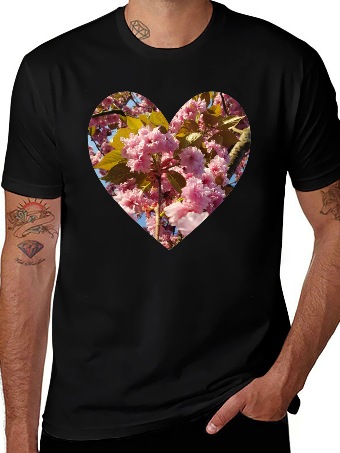 Variant 5 of Floral Heart Graphic Tee - Trendy Blossom Design