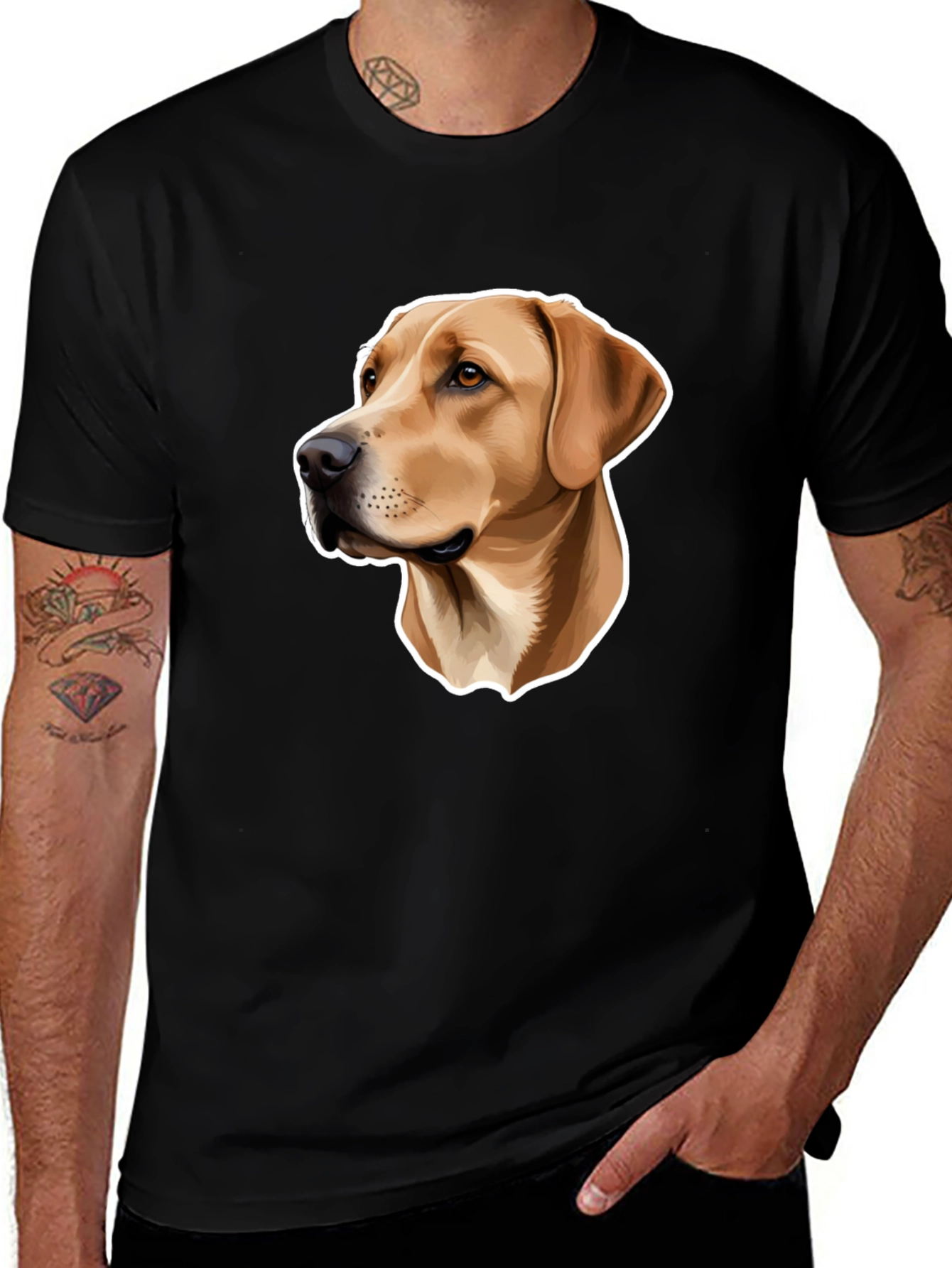 Variant 10 of Dog Graphic Black T-Shirt - Men's Casual Tee