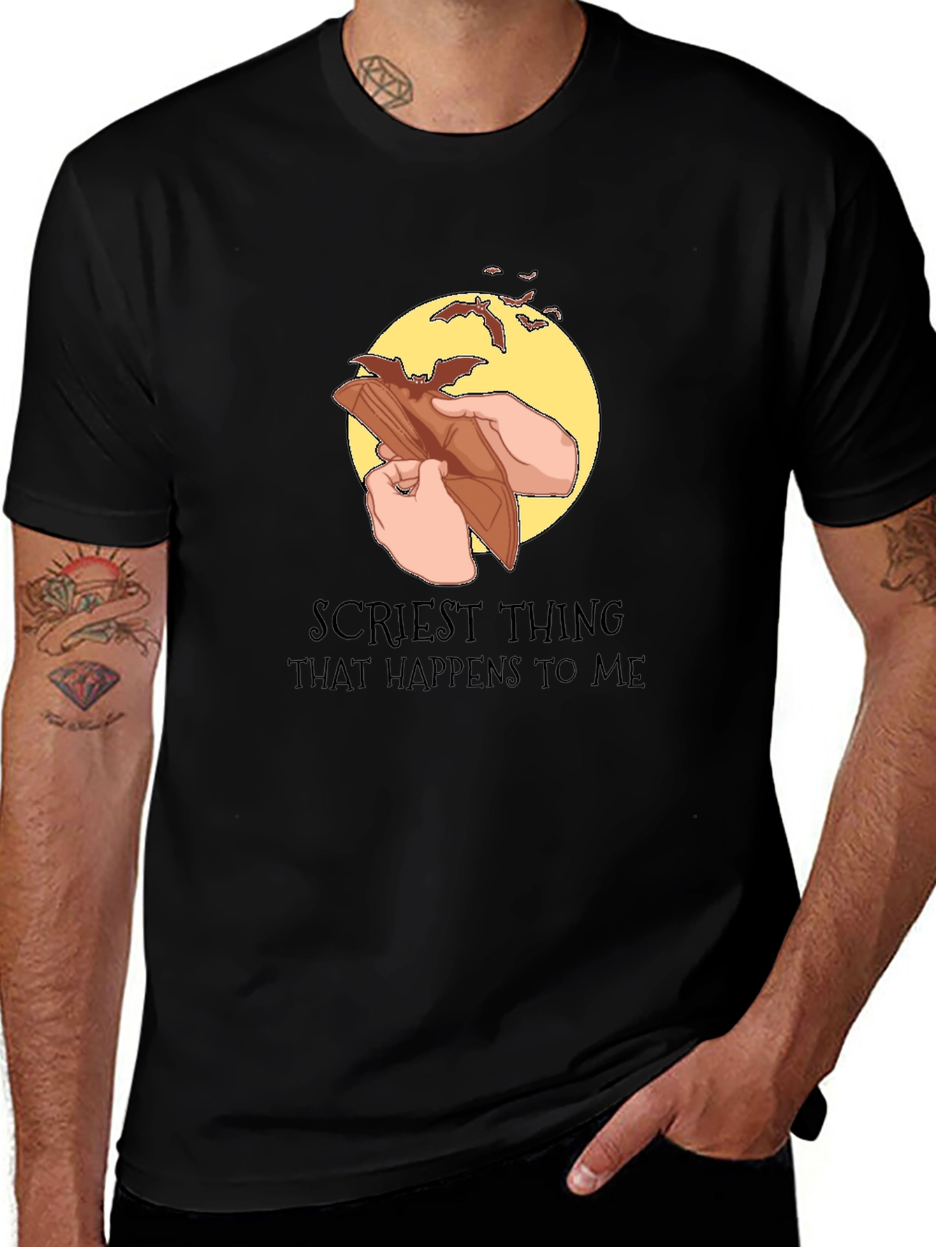 Black "Scriest Thing" Wallet Bats Graphic T-Shirt main image