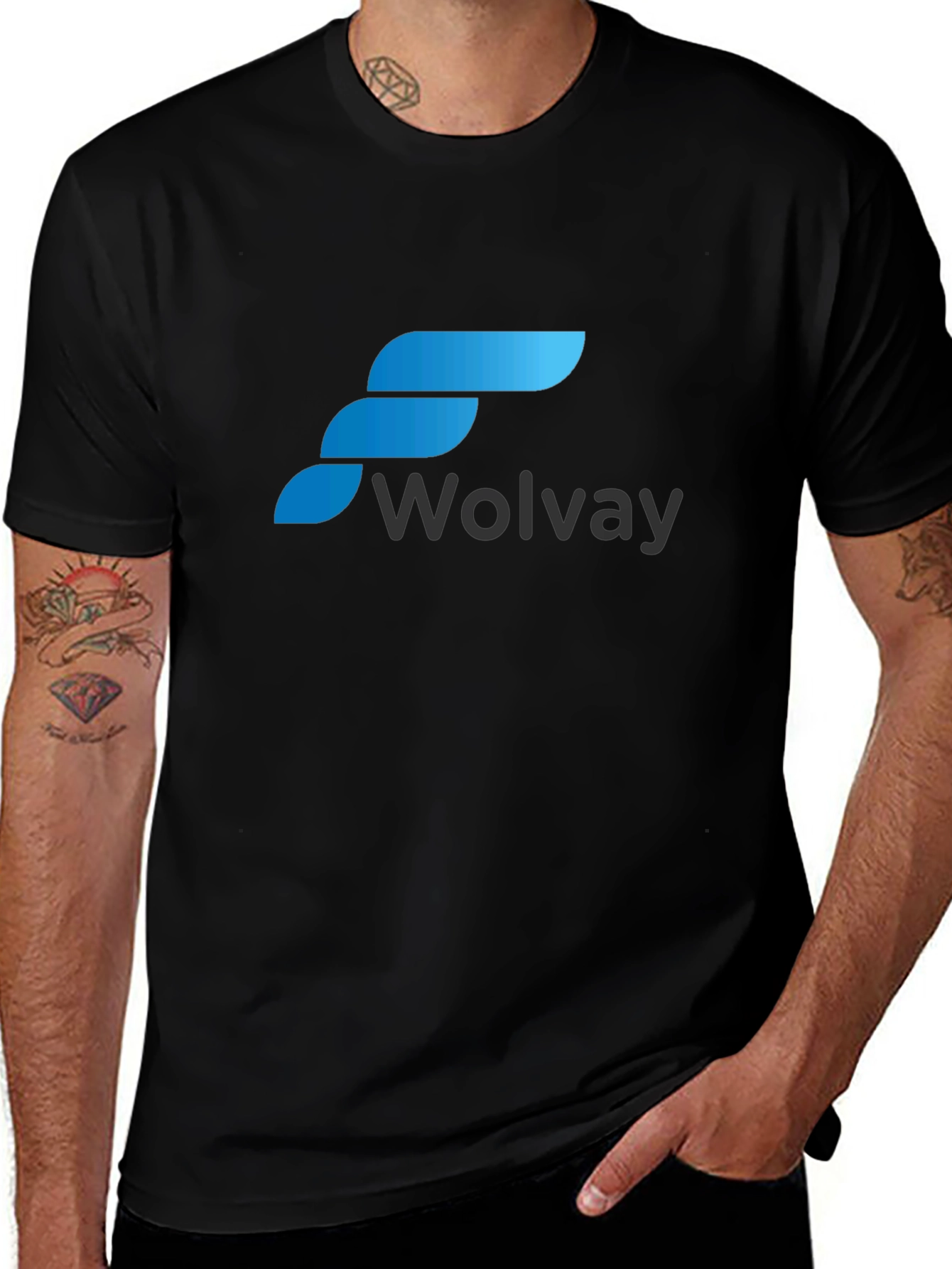 Black Wolvay T-Shirt: Stylish Logo Design, Comfortable Fit main image