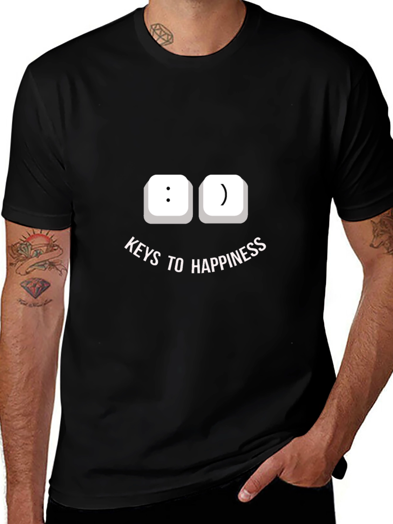 Variant 5 of Keys to Happiness Black Graphic Tee