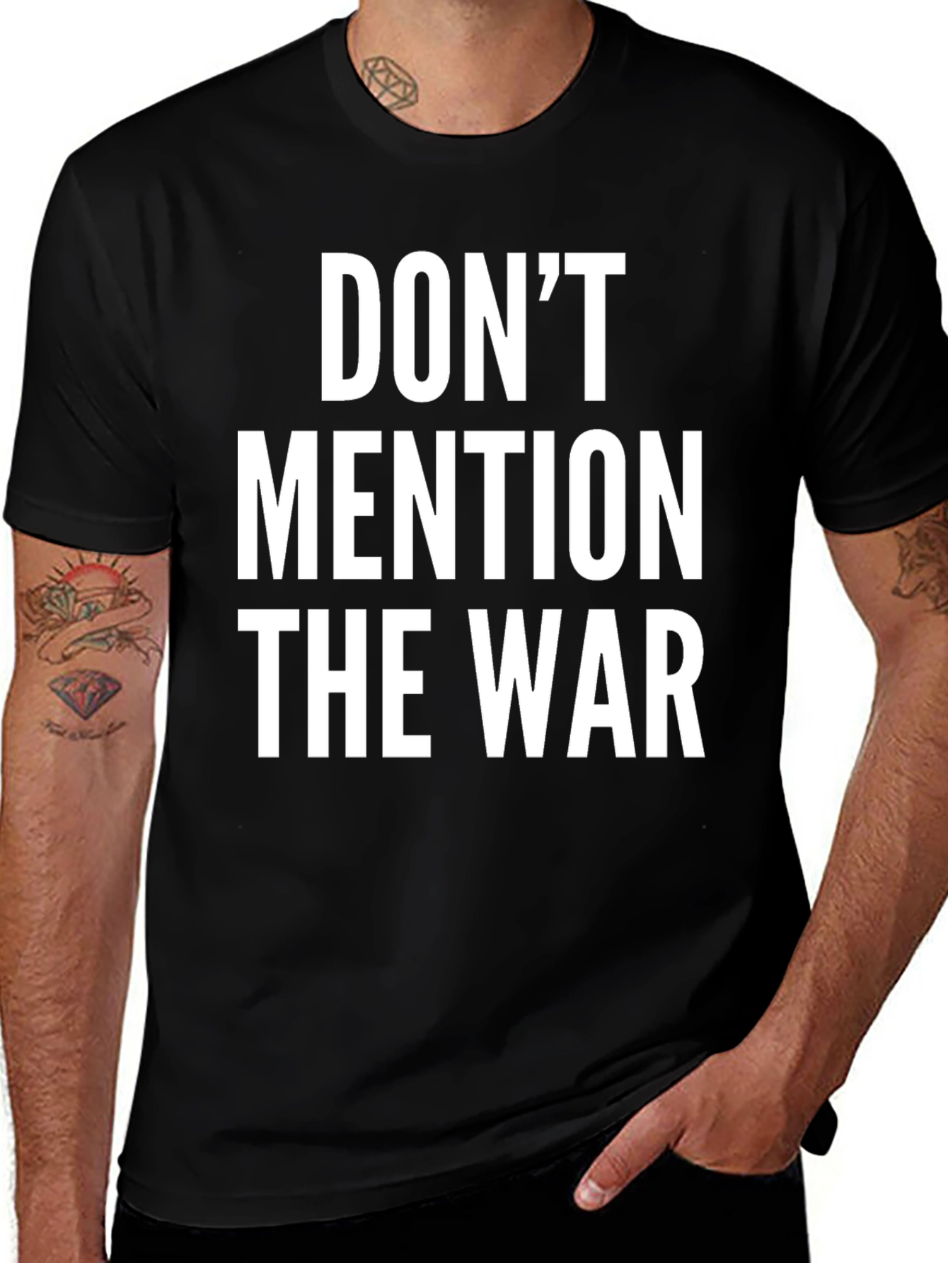 Variant 2 of Don't Mention the War T-Shirt - Black Slogan Tee