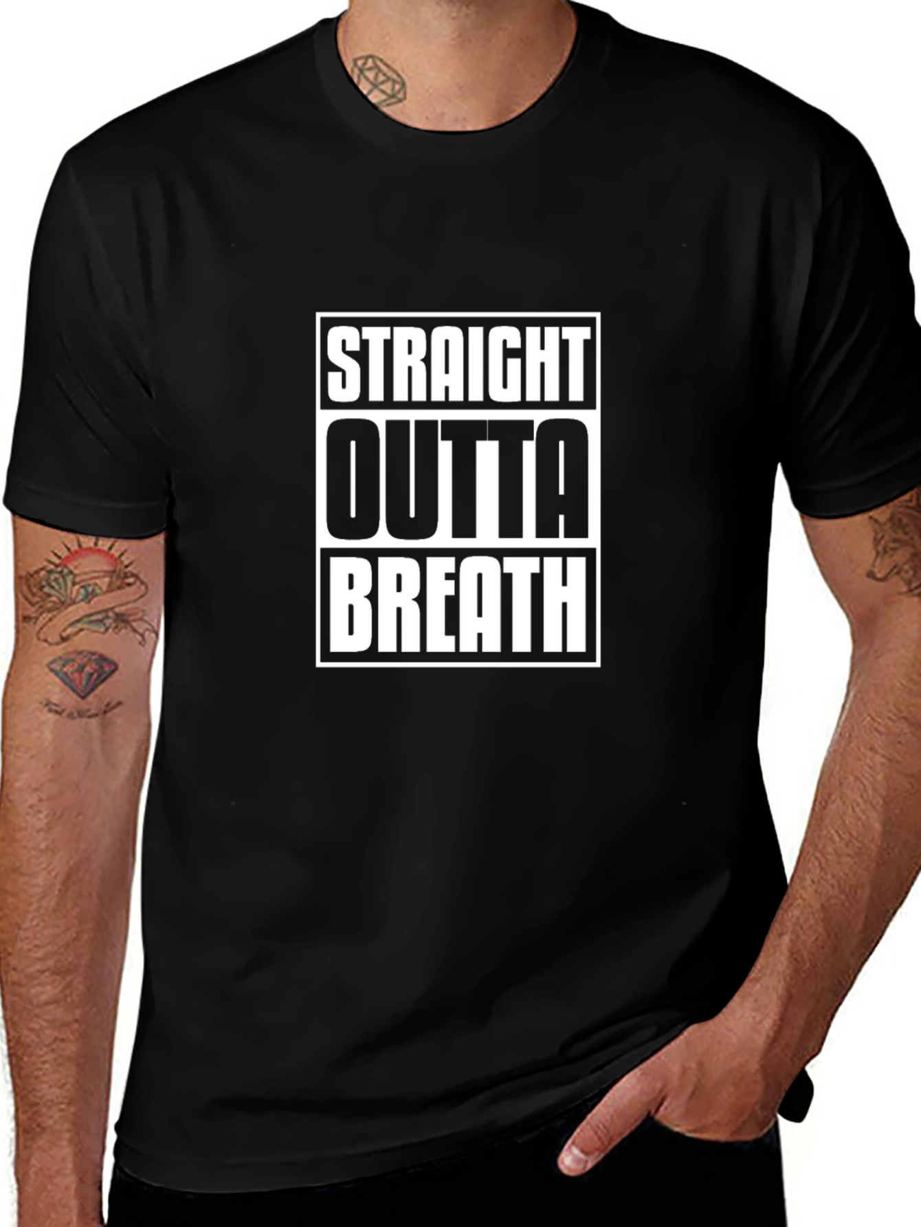 Variant 15 of Straight Outta Breath Black Graphic Tee