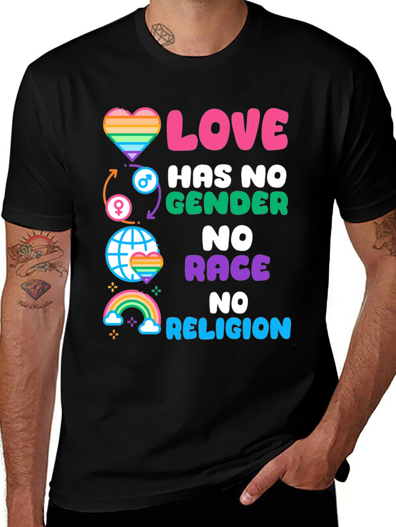 Variant 15 of Love Has No Gender Race Religion Graphic Tee