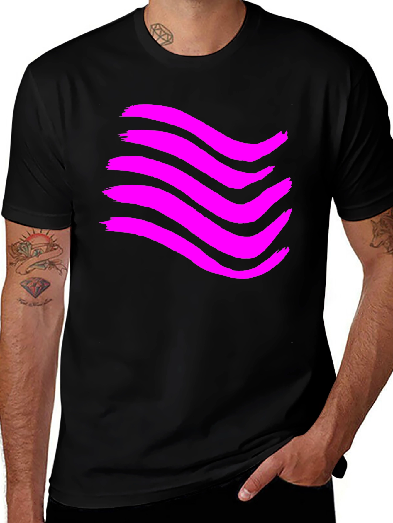 Variant 29 of Abstract Wave Graphic T-Shirt - Black
