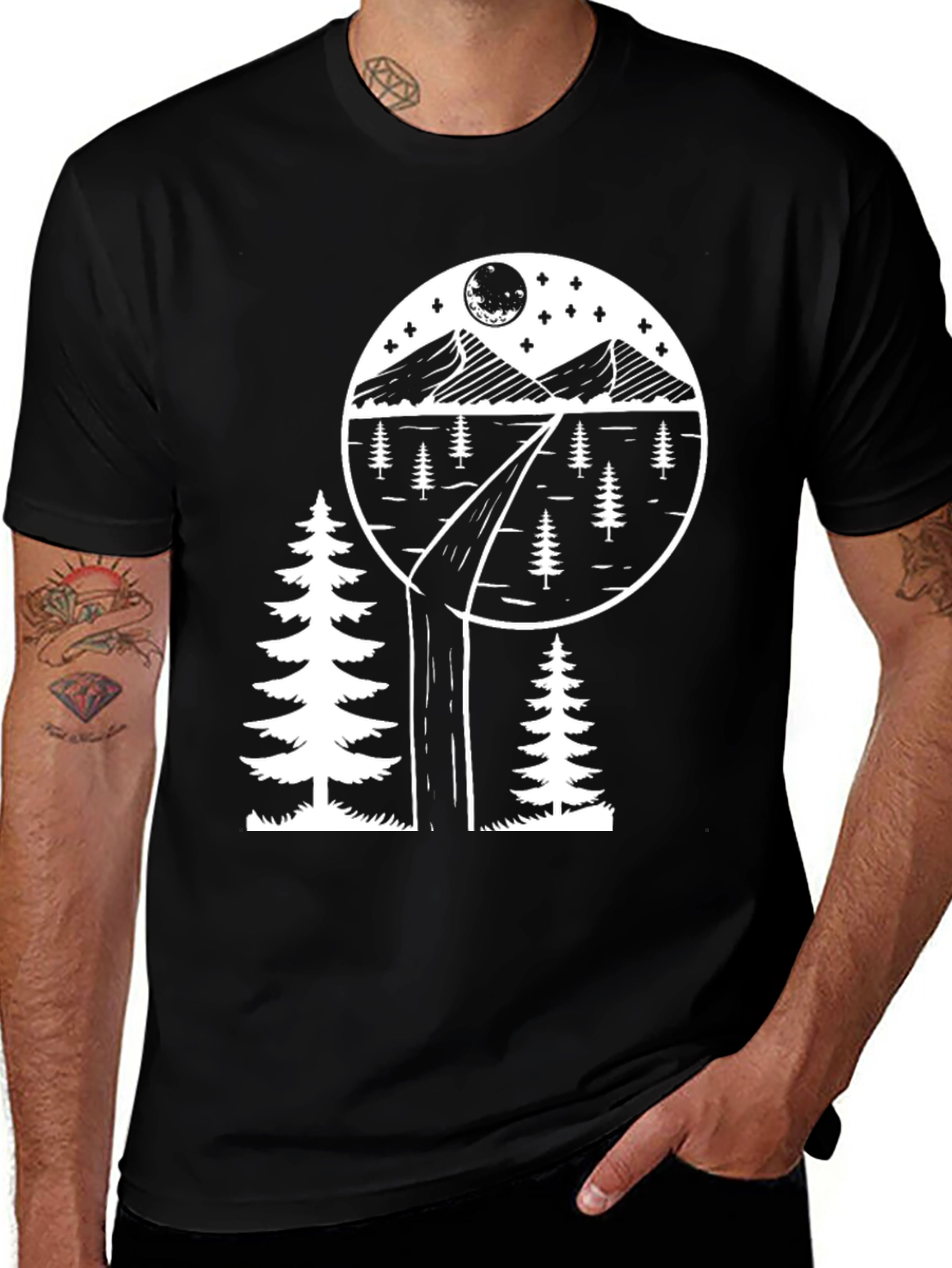 Black Nature Scene Graphic Tee - Black main image