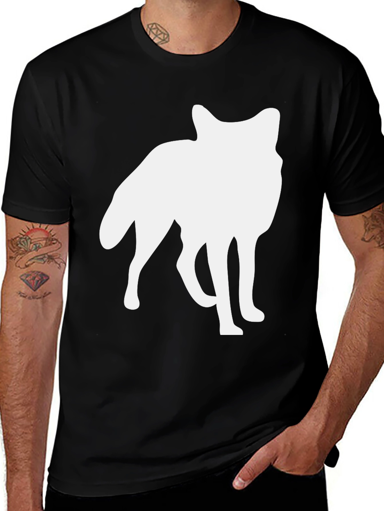 Variant 30 of Wolf Silhouette Graphic Tee - Black Casual Shirt