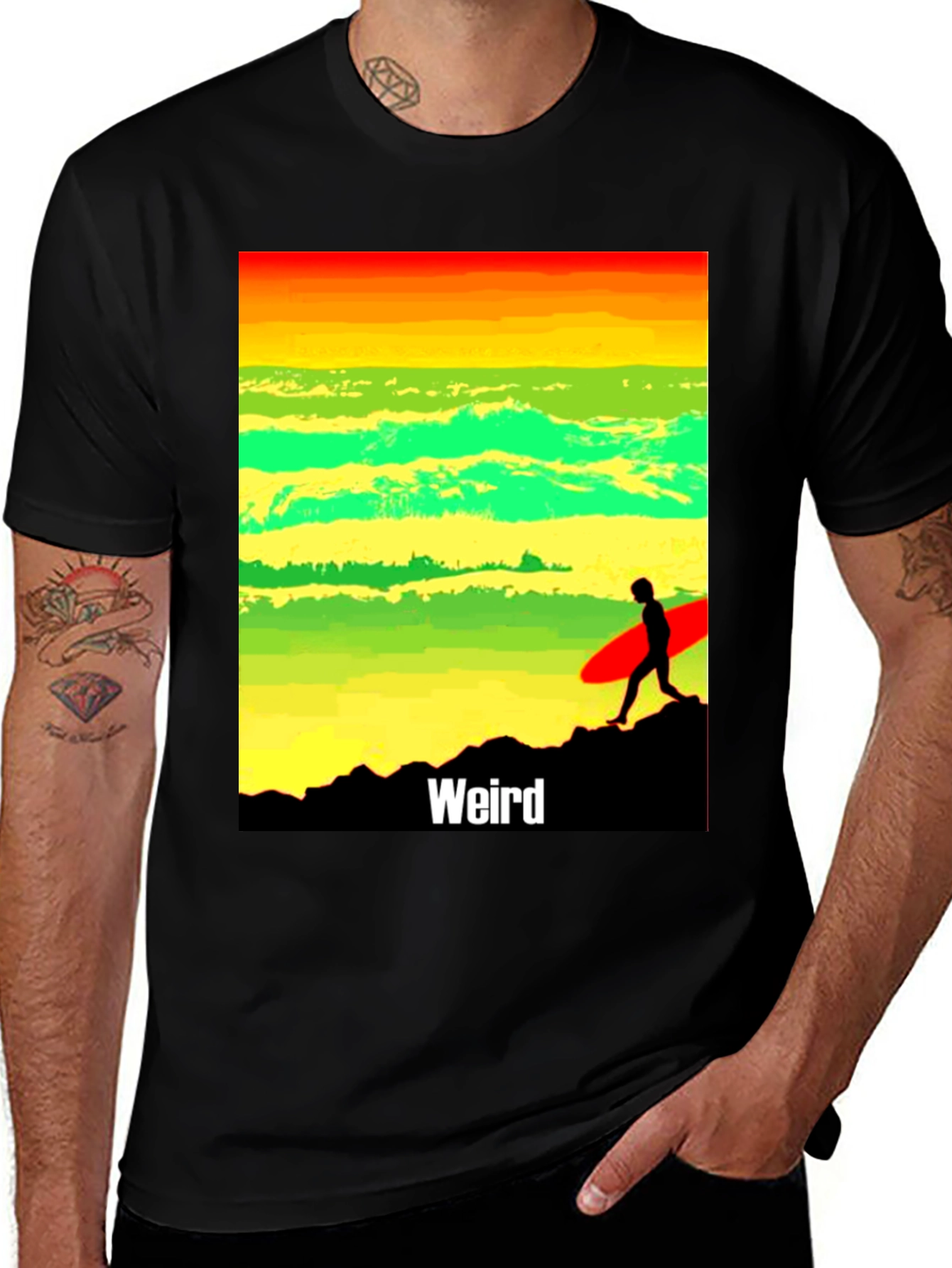Variant 28 of Weird Surf T-Shirt - Rasta Inspired Graphic Tee