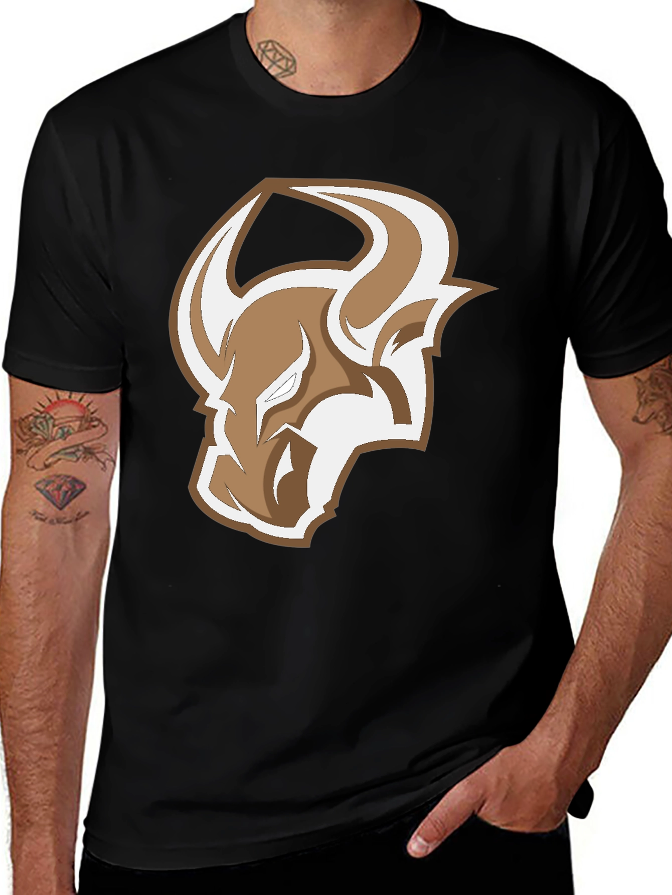 Variant 22 of Bull Logo Graphic Tee - Stylish Men's Black T-Shirt