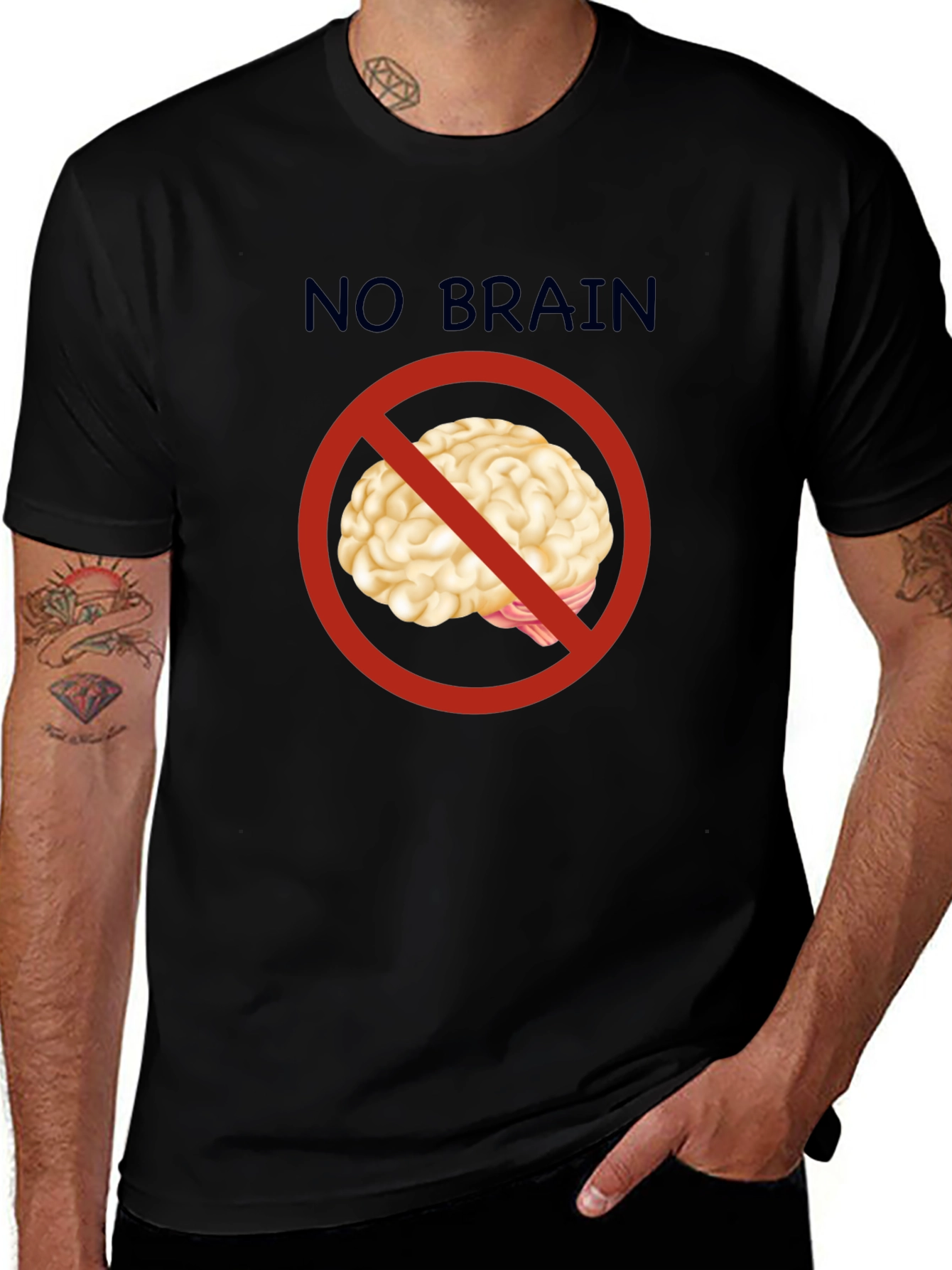 Variant 21 of No Brain T-Shirt - Funny Graphic Tee