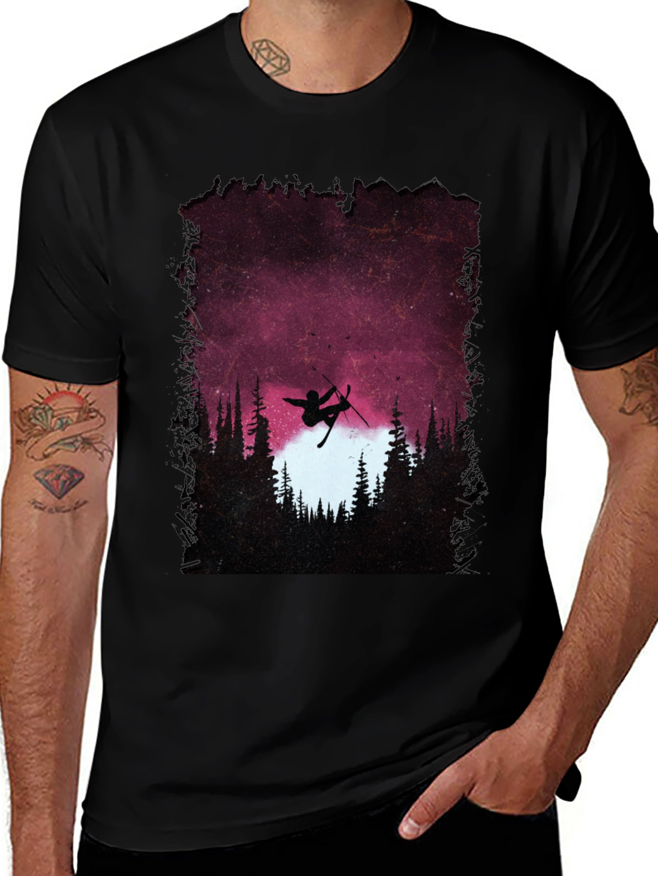 Variant 5 of Skiing Silhouette Graphic T-Shirt