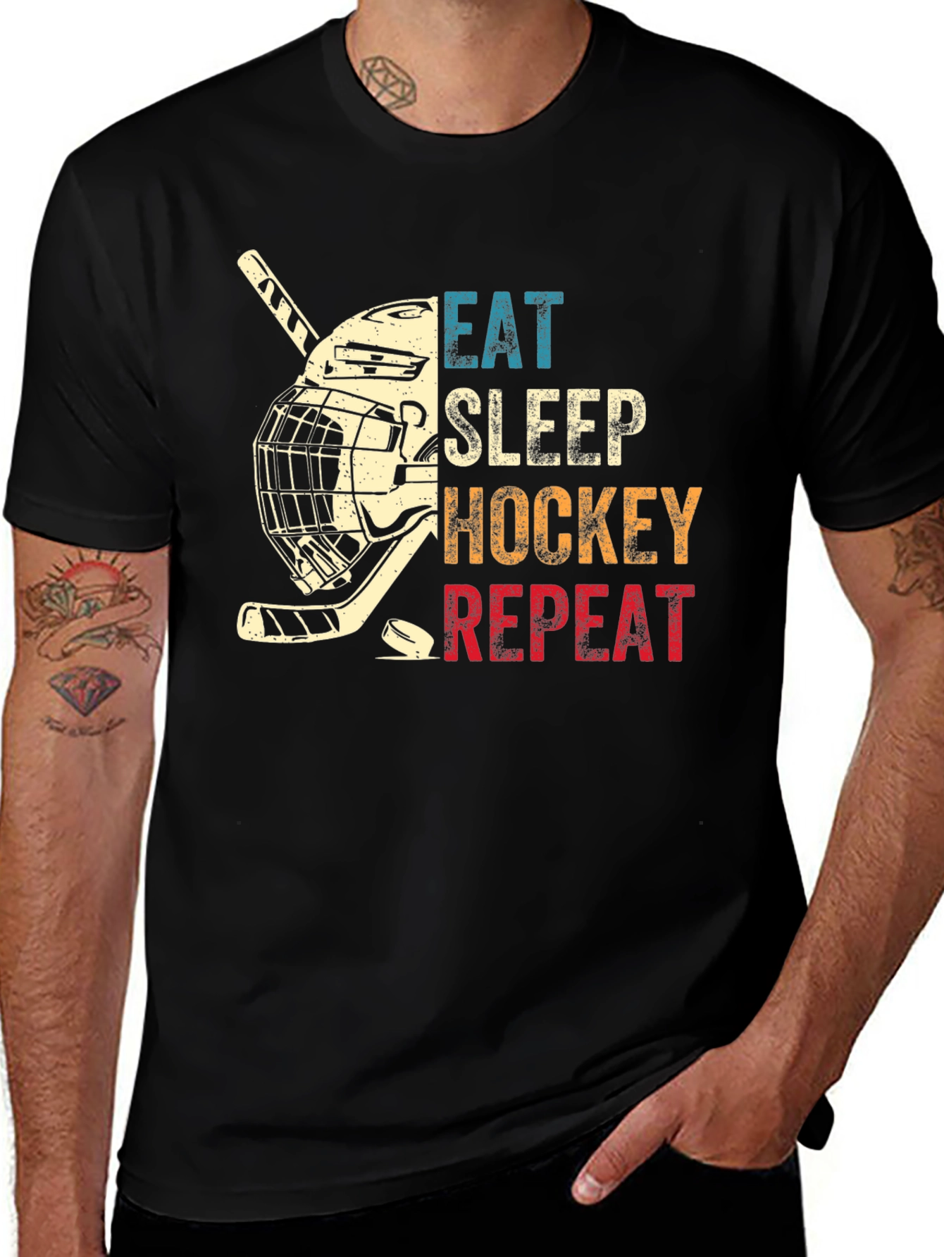 Variant 30 of Eat Sleep Hockey Repeat Graphic T-Shirt
