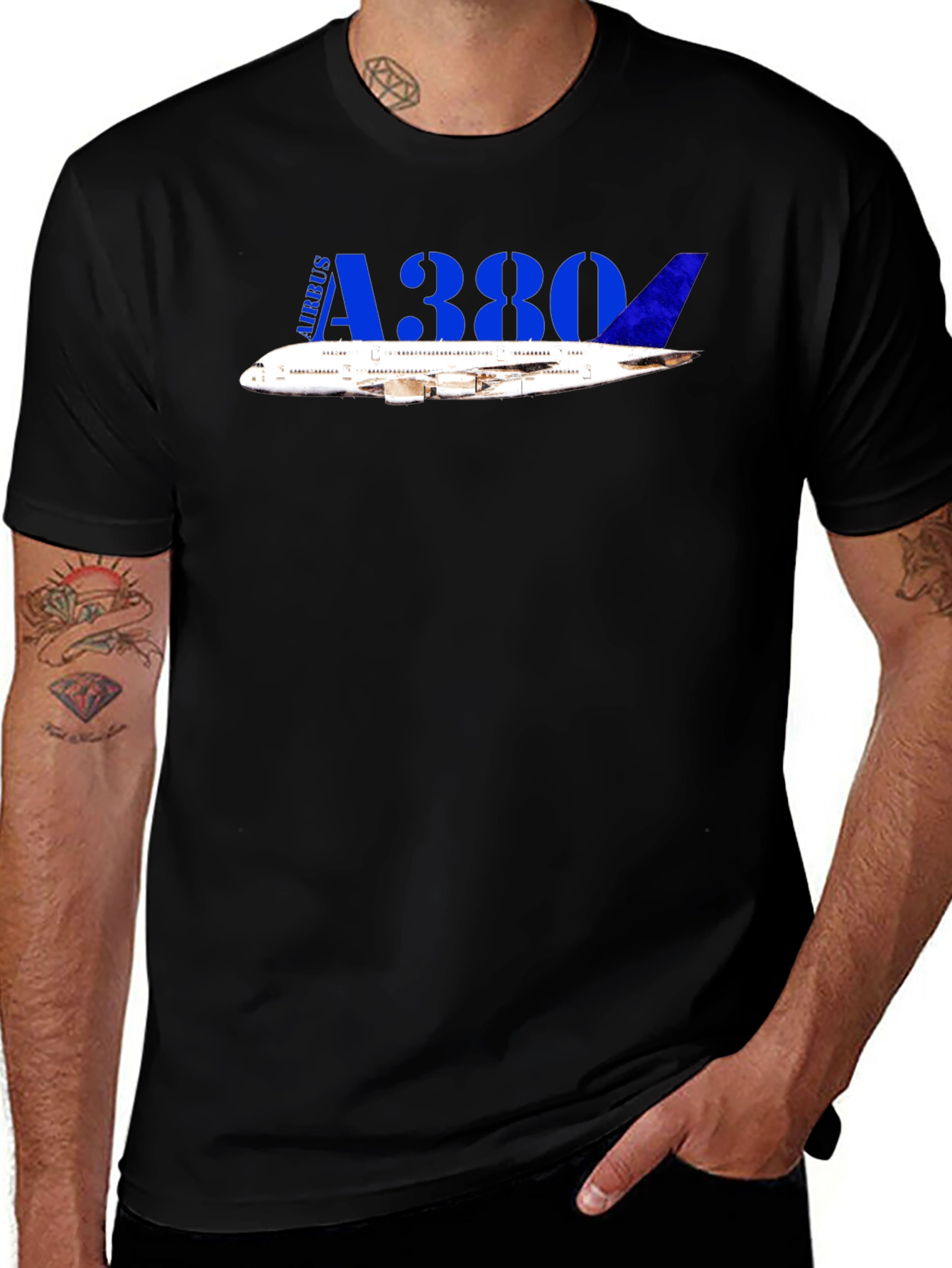 Variant 11 of Airbus A380 Black T-Shirt