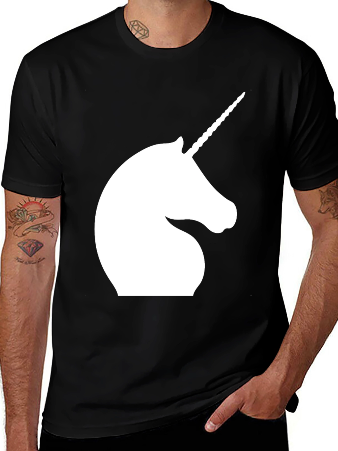 Variant 23 of Unicorn Graphic Tee - Black Cotton T-Shirt