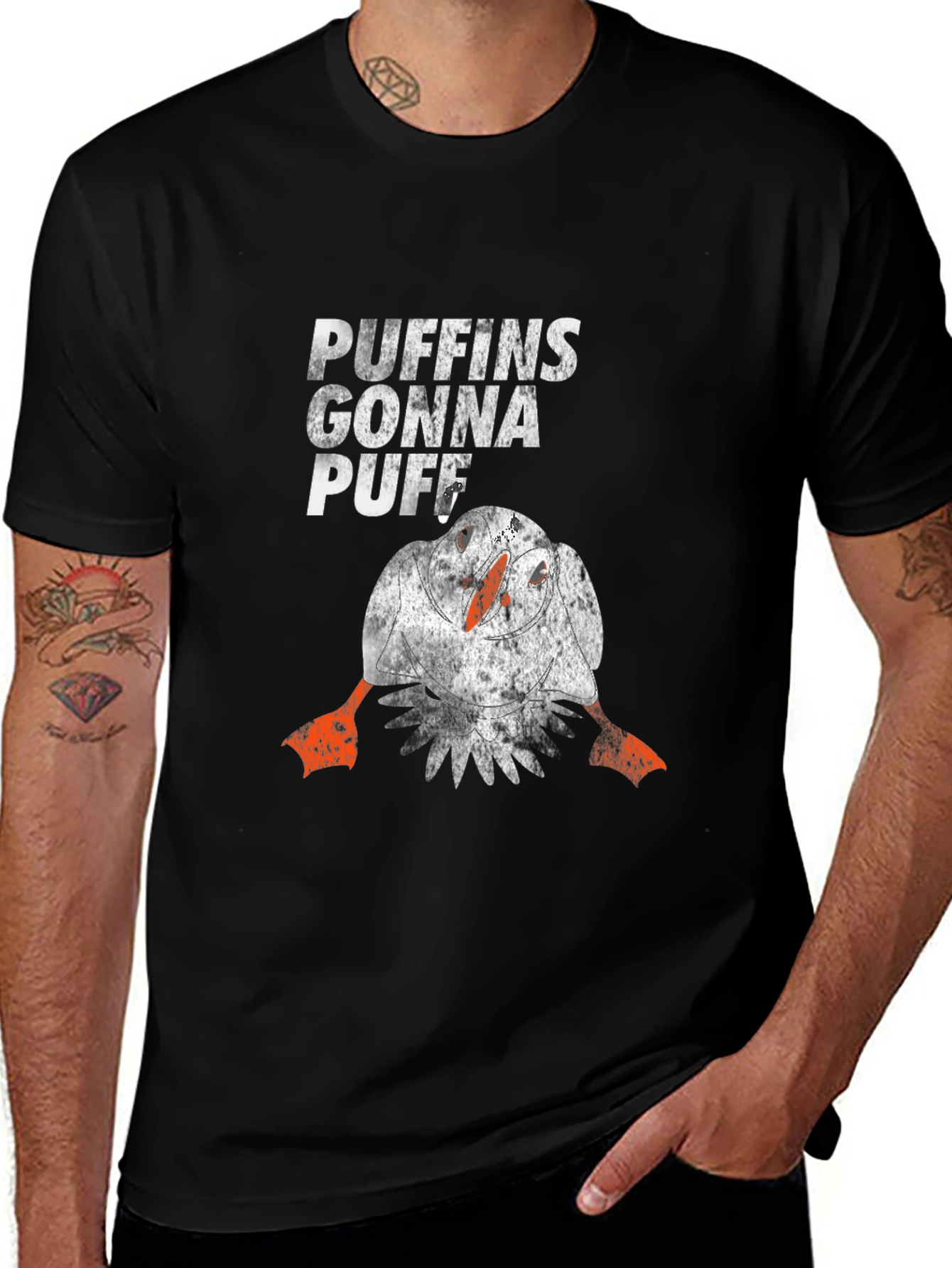 Variant 27 of Puffins Gonna Puff Black T-Shirt