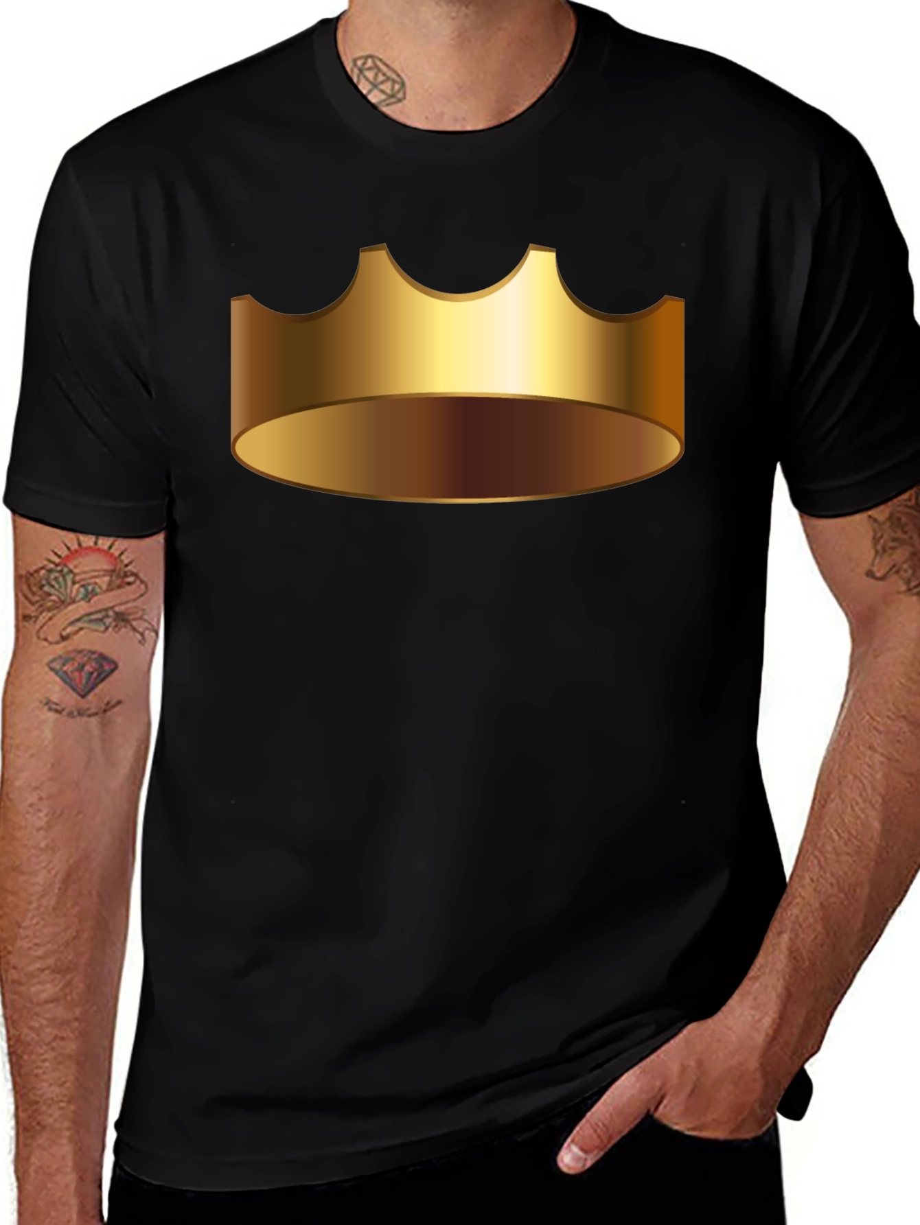 Variant 14 of Golden Crown Graphic Tee - Regal Style, Black T-Shirt