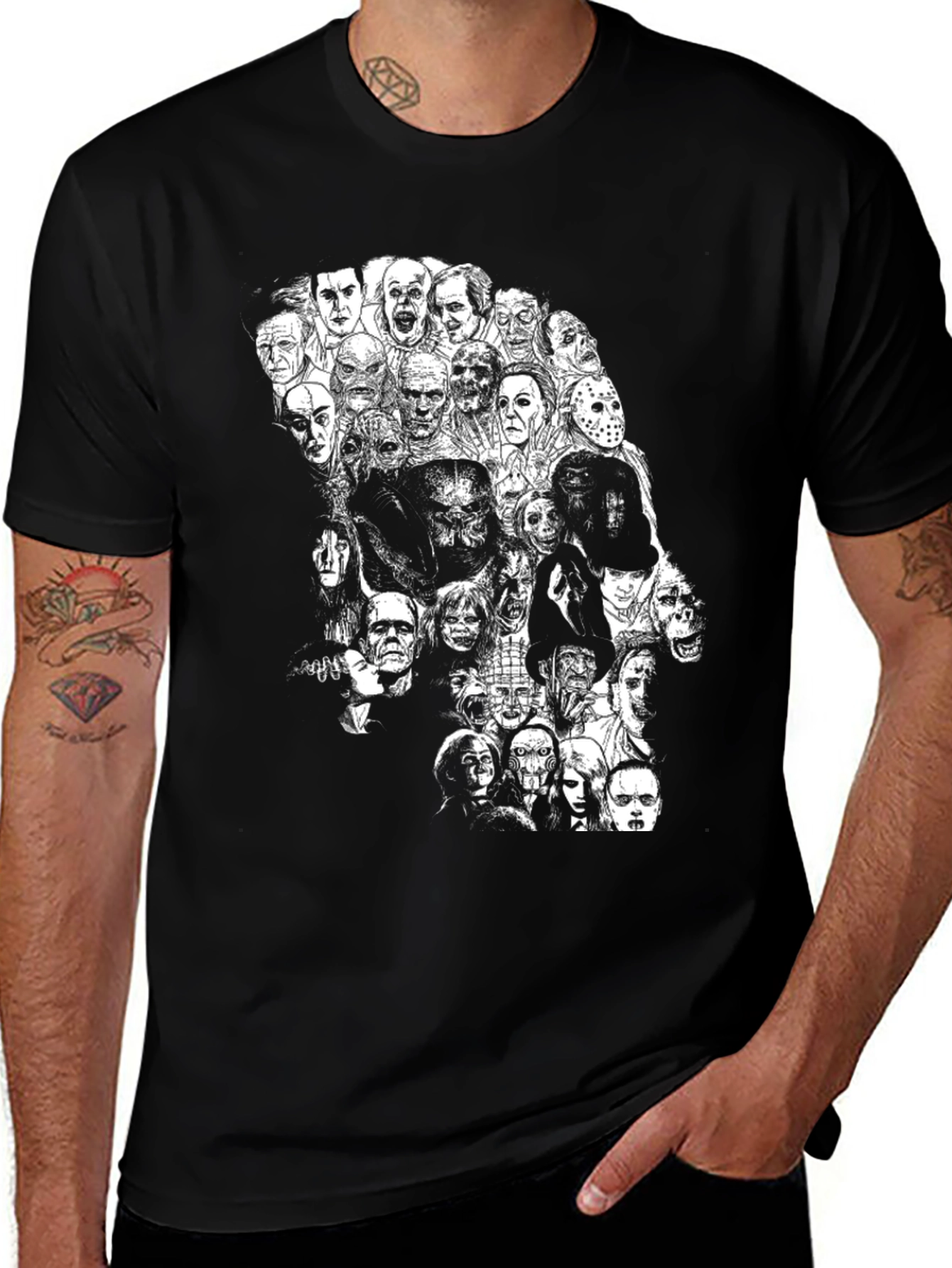 Variant 2 of Horror Movie Monsters Black T-Shirt