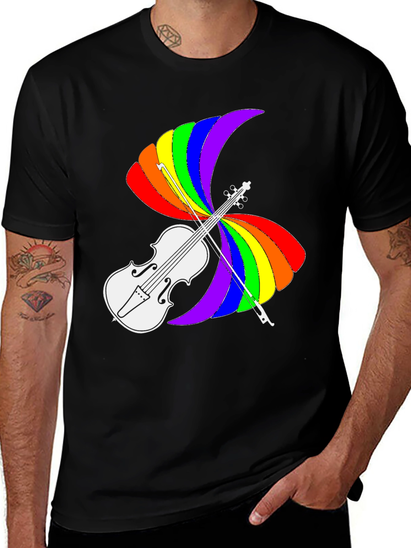 Variant 17 of Rainbow Violin T-Shirt - Pride Music Tee