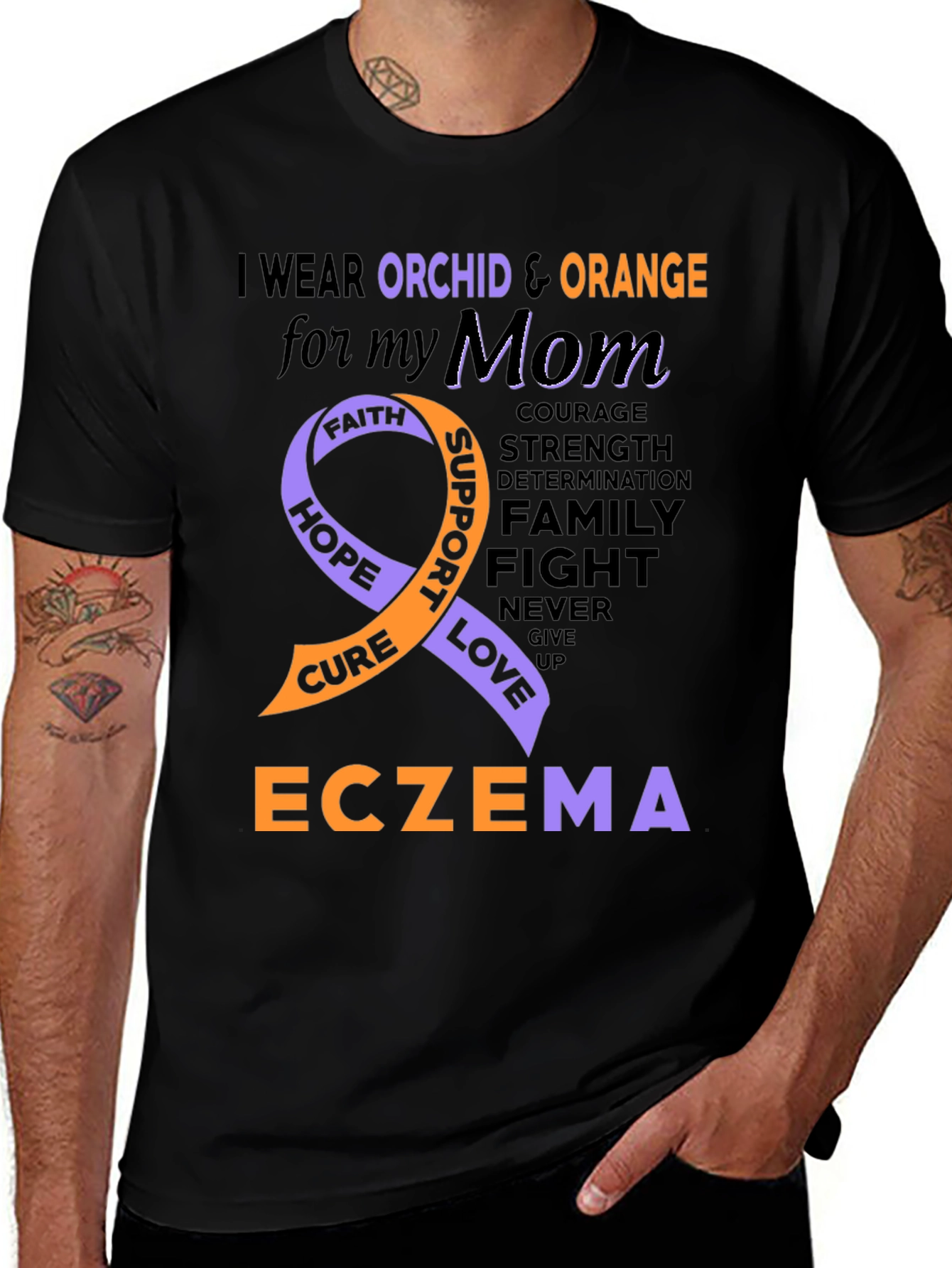 Eczema Awareness Tee - I Wear Orchid & Orange for My Mom T-Shirt