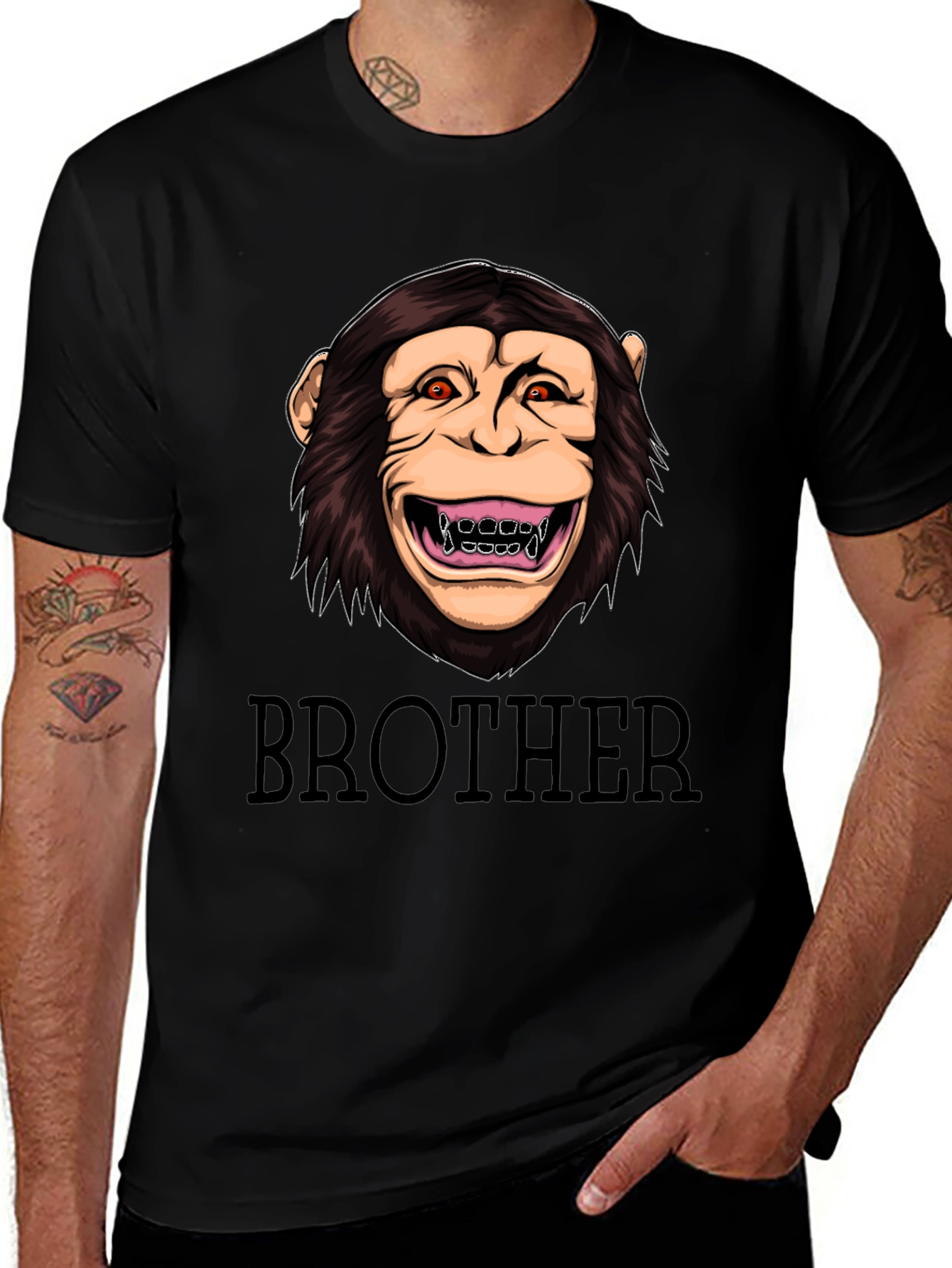 Variant 6 of Brother Monkey Graphic Tee - Crew Neck T-Shirt