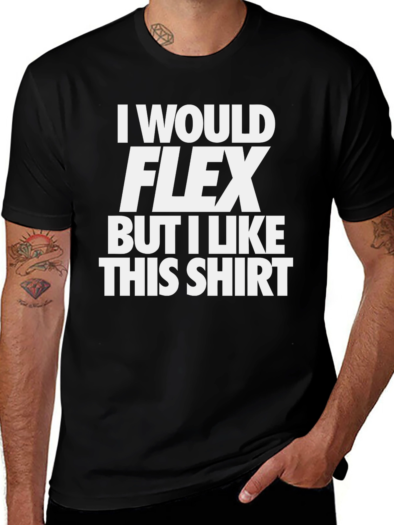 Variant 20 of Funny Gym T-Shirt: I Would Flex, But I Like This Shirt