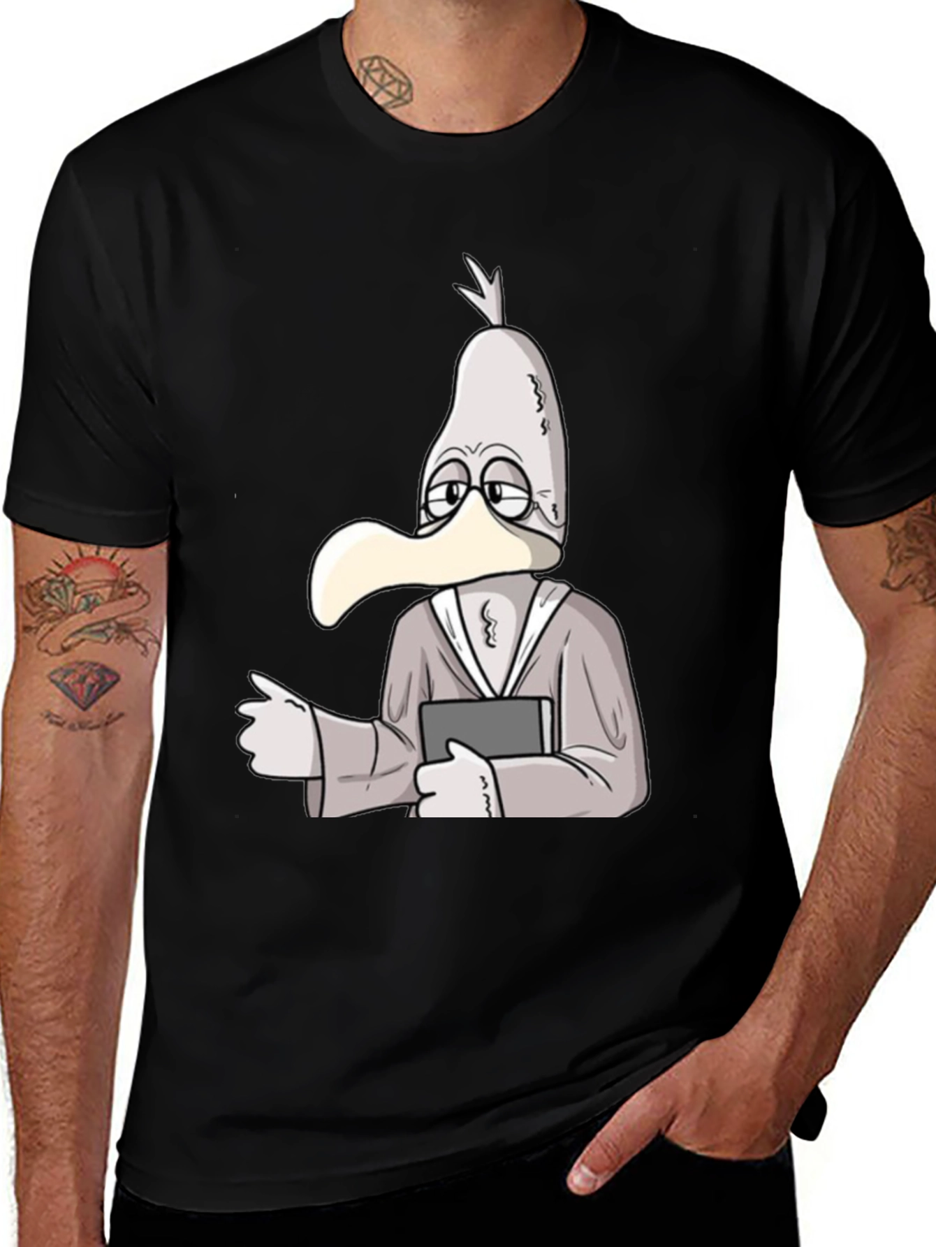 Variant 17 of Cartoon Seagull Teacher Black T-Shirt