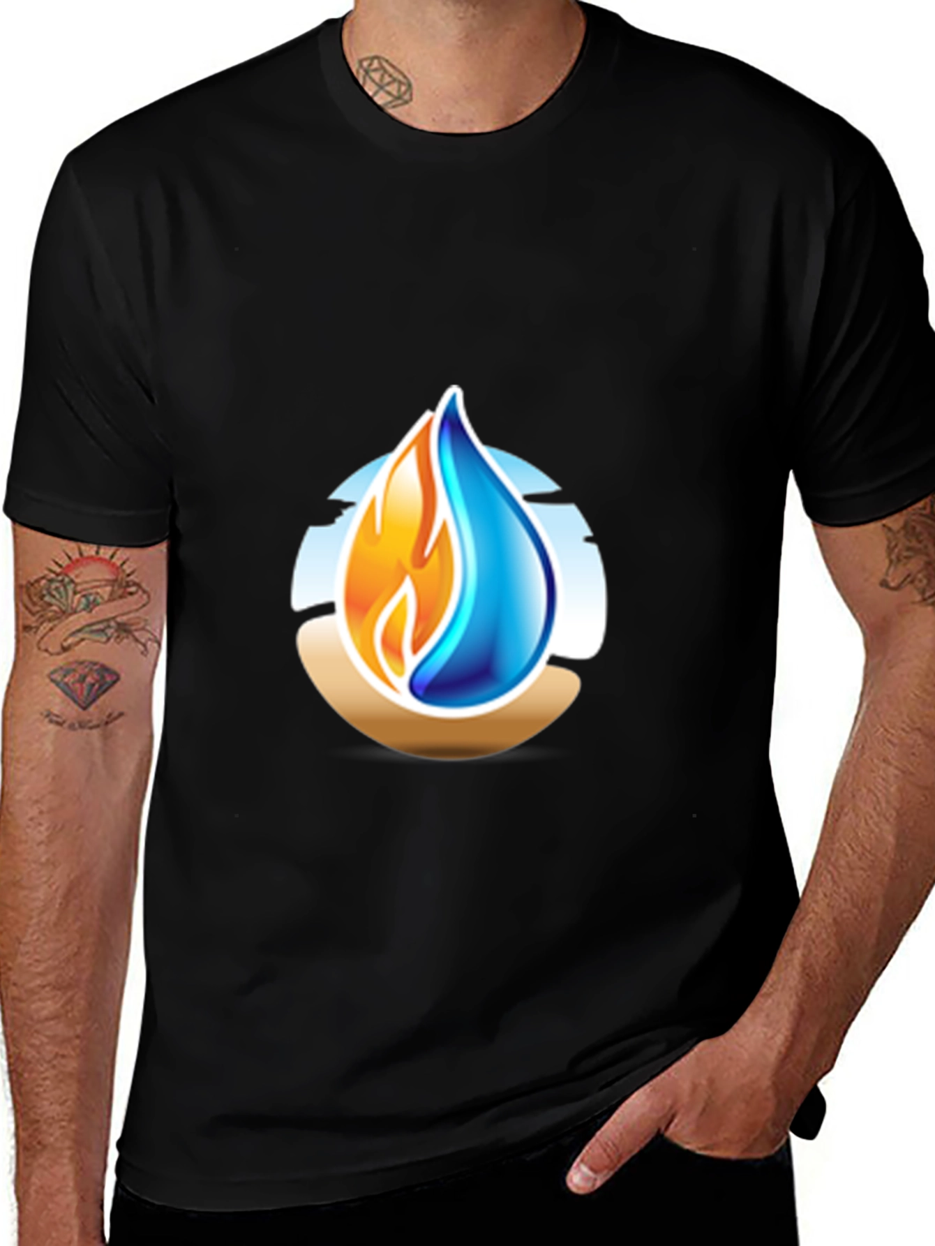 Variant 21 of Dual Element Graphic T-Shirt - Fire & Water