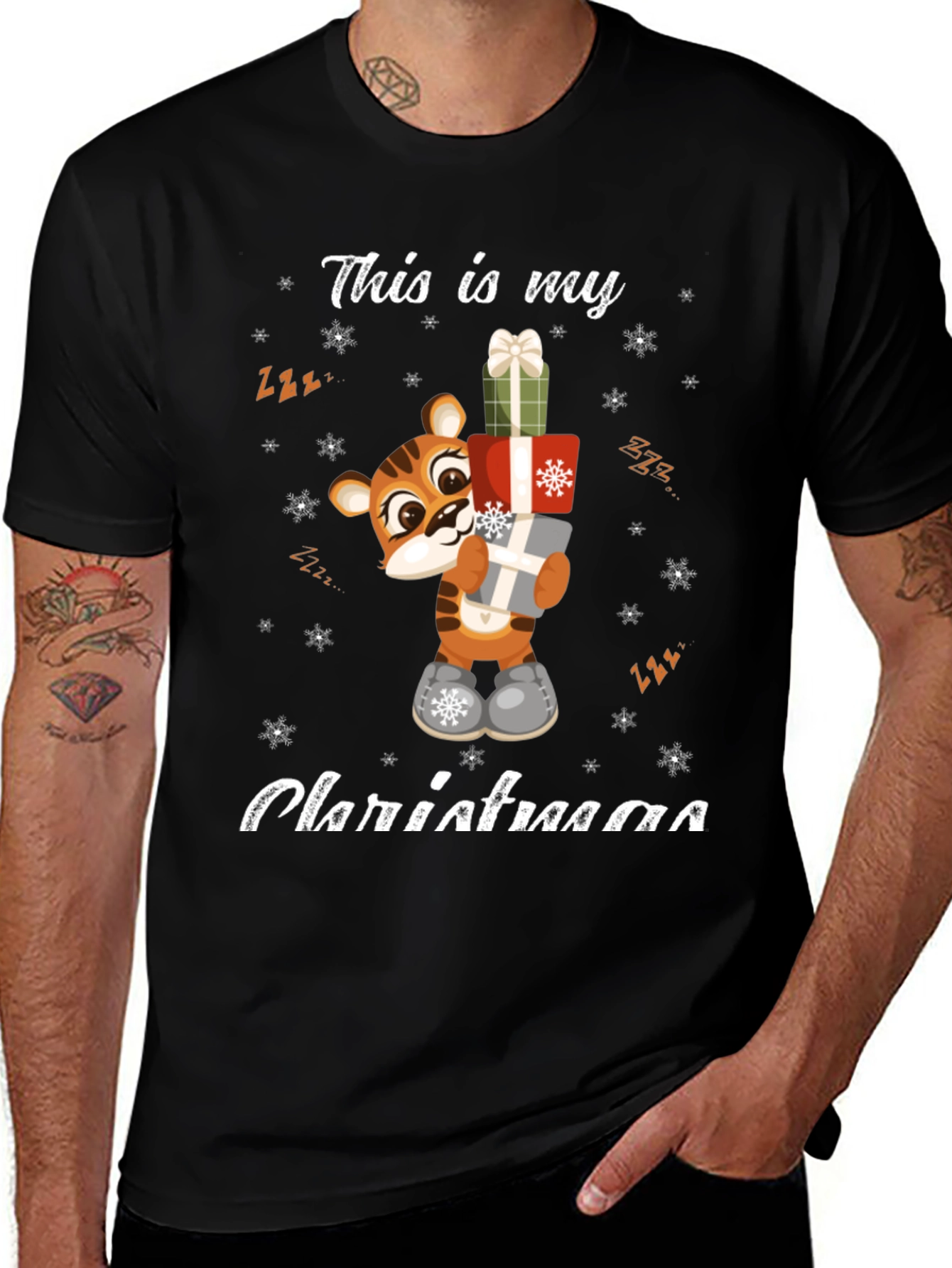 Variant 26 of Cute Tiger Christmas T-Shirt