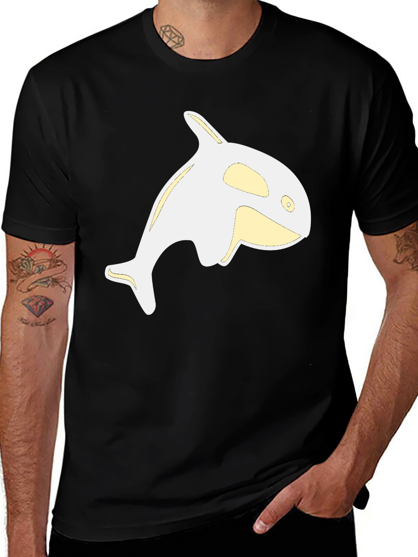 Variant 4 of Orca Whale Graphic Tee - Black Casual Shirt