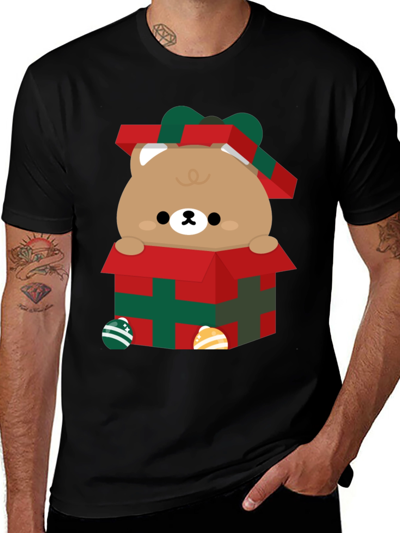 Cute Bear Christmas Gift Box T-Shirt