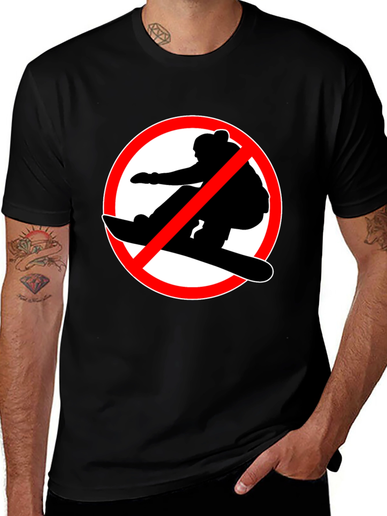 Variant 17 of No Snowboarding Black T-Shirt - Novelty Graphic Tee