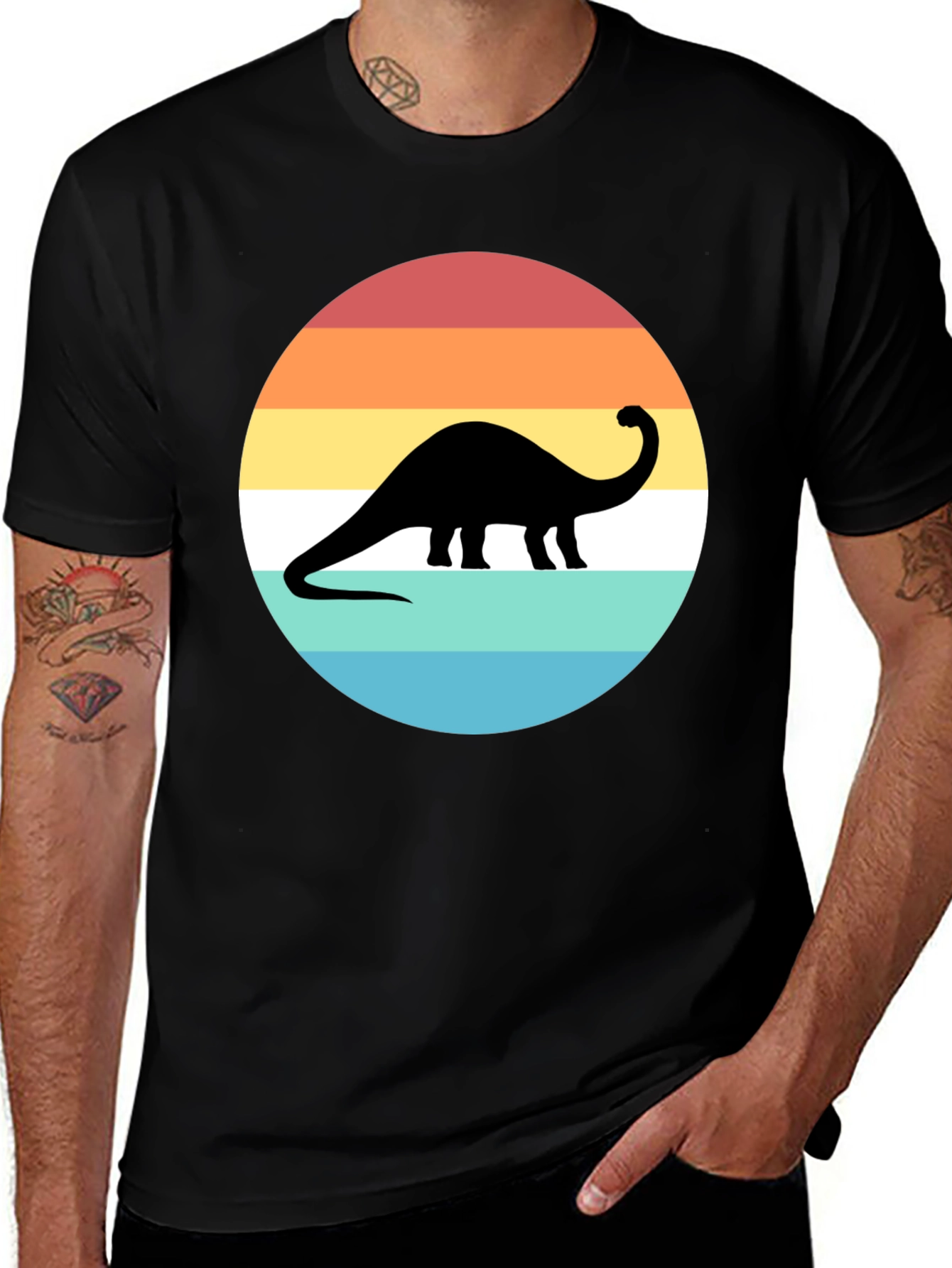 Variant 5 of Retro Dinosaur Sunset Graphic Tee