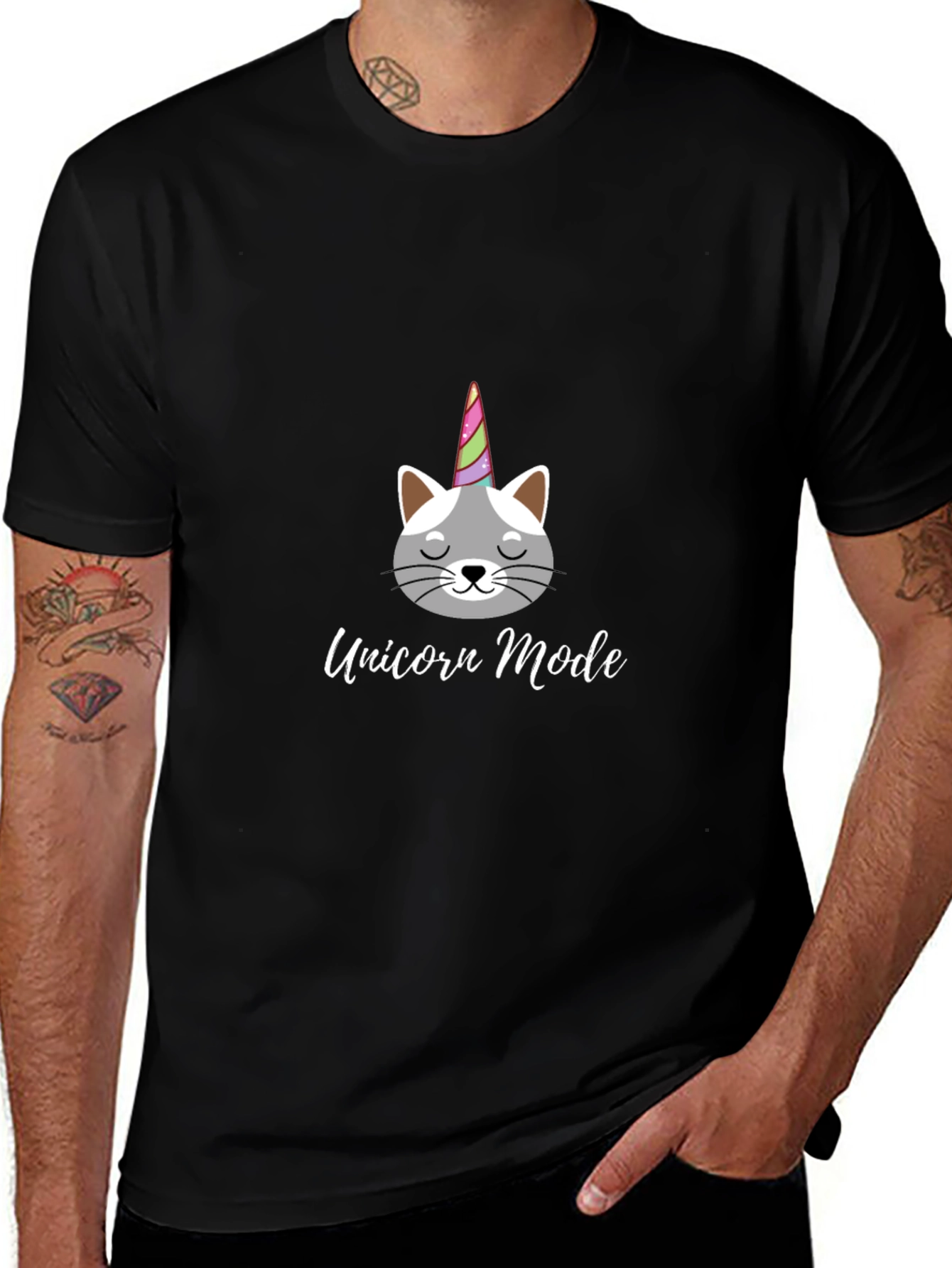 Variant 21 of Unicorn Mode Cat T-Shirt Funny Novelty Tee