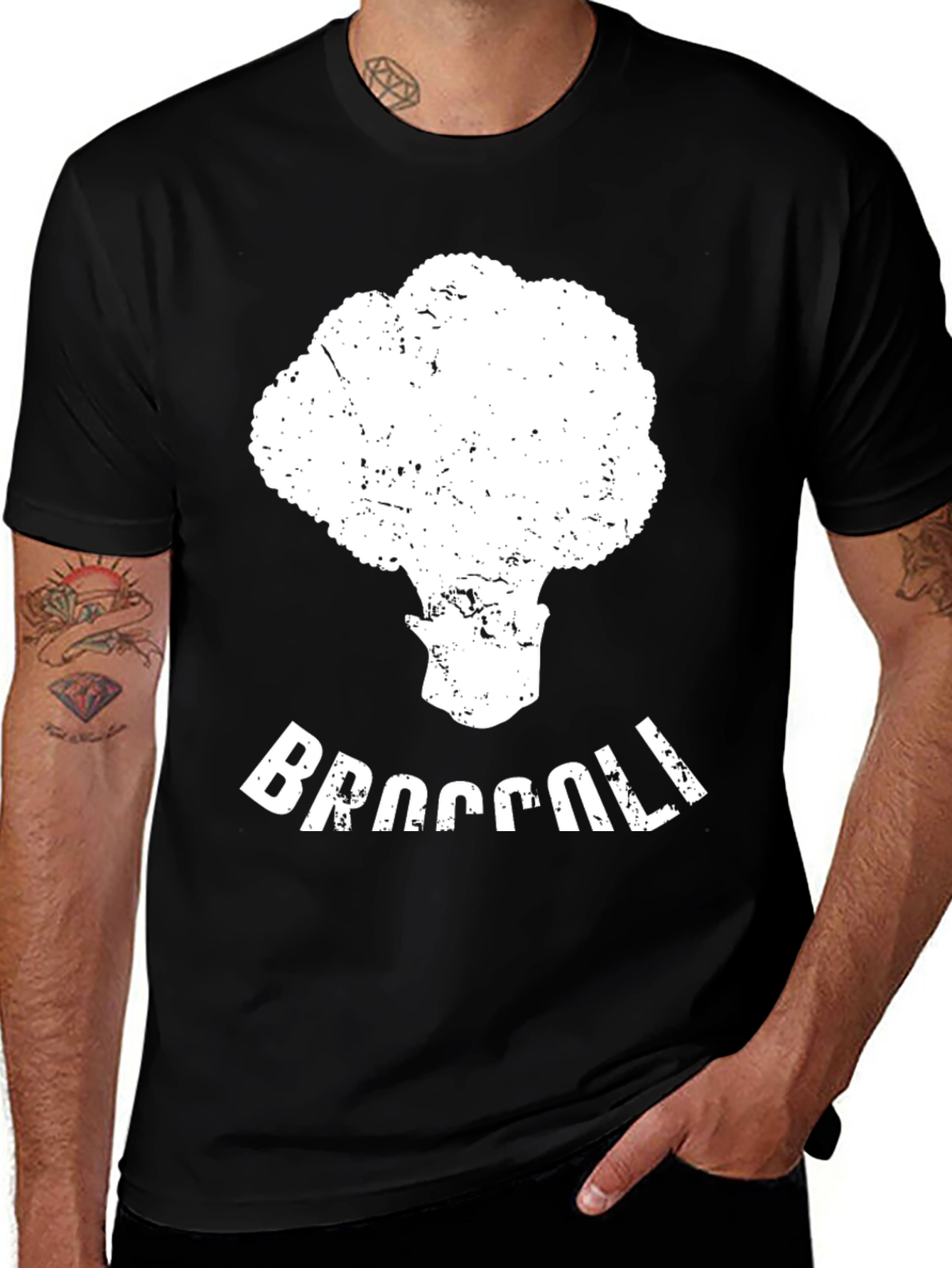 Variant 15 of Broccoli Graphic Tee - Black Cotton T-Shirt