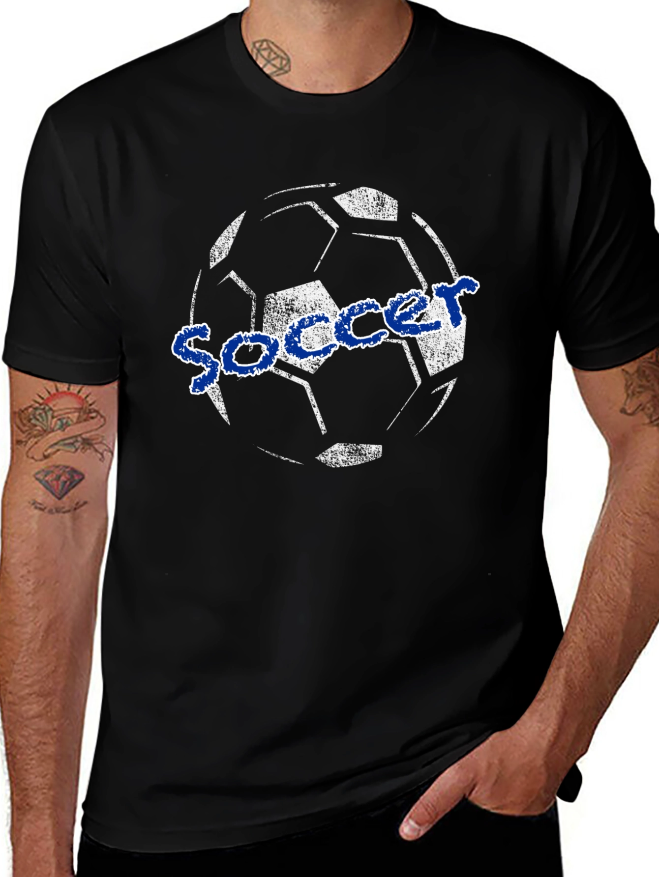 Variant 6 of Soccer Ball Graphic Tee - Black Cotton T-Shirt