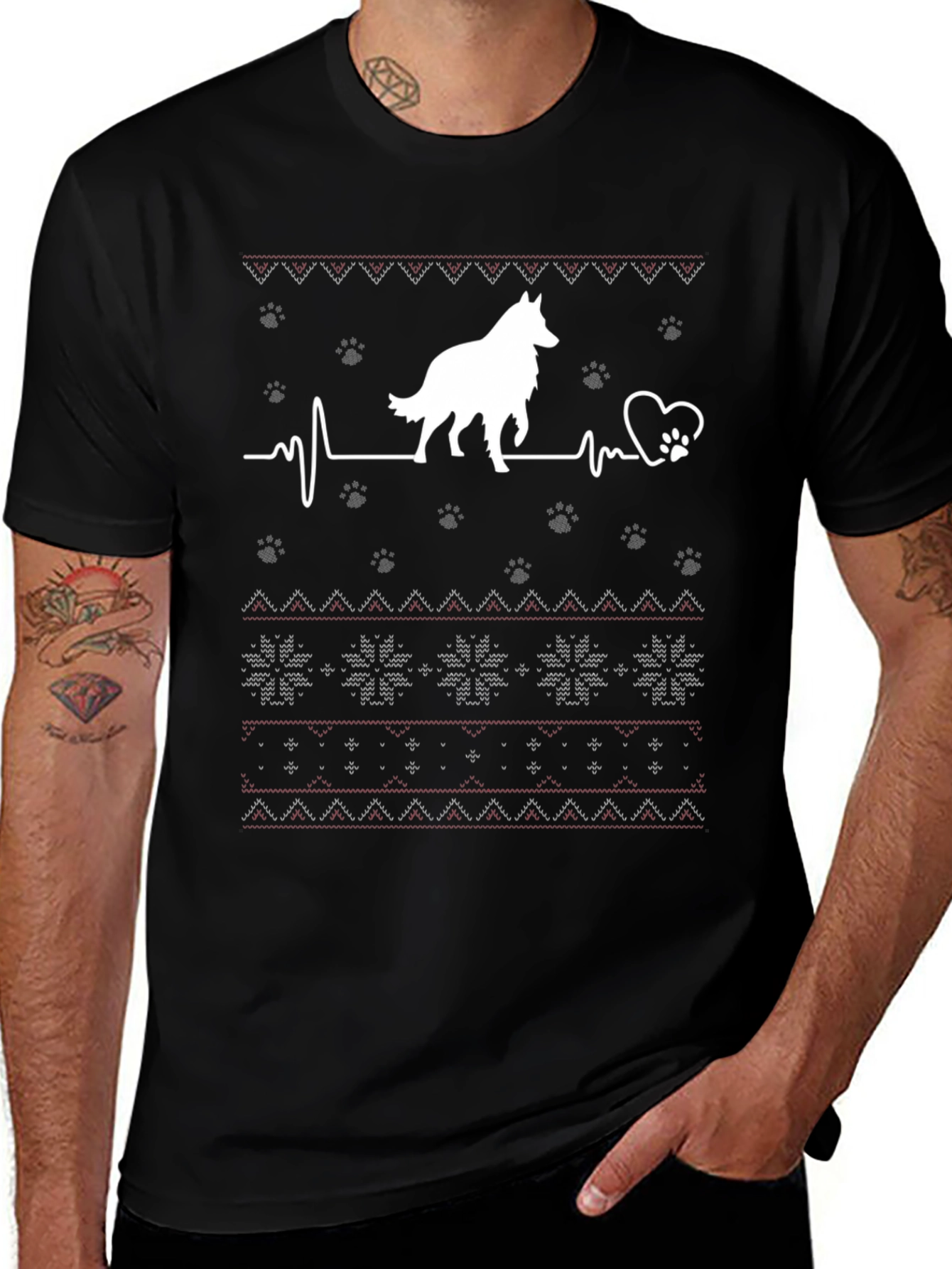 Variant 6 of Dog Heartbeat T-Shirt - Black