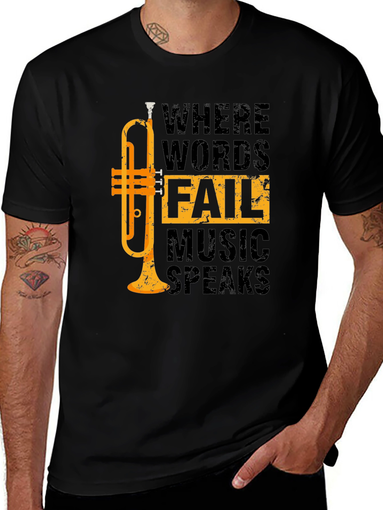 Variant 18 of Music Speaks T-Shirt - Trumpet Graphic Tee