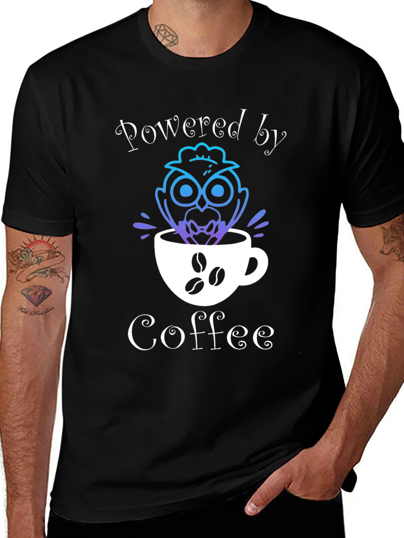 Variant 13 of Powered by Coffee Owl Graphic T-Shirt