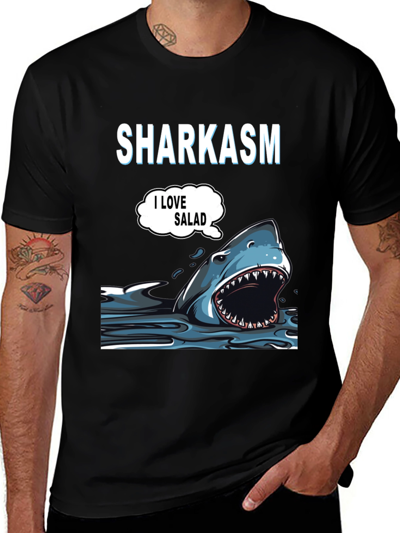 Variant 21 of Sharkasm 'I Love Salad' Graphic Tee