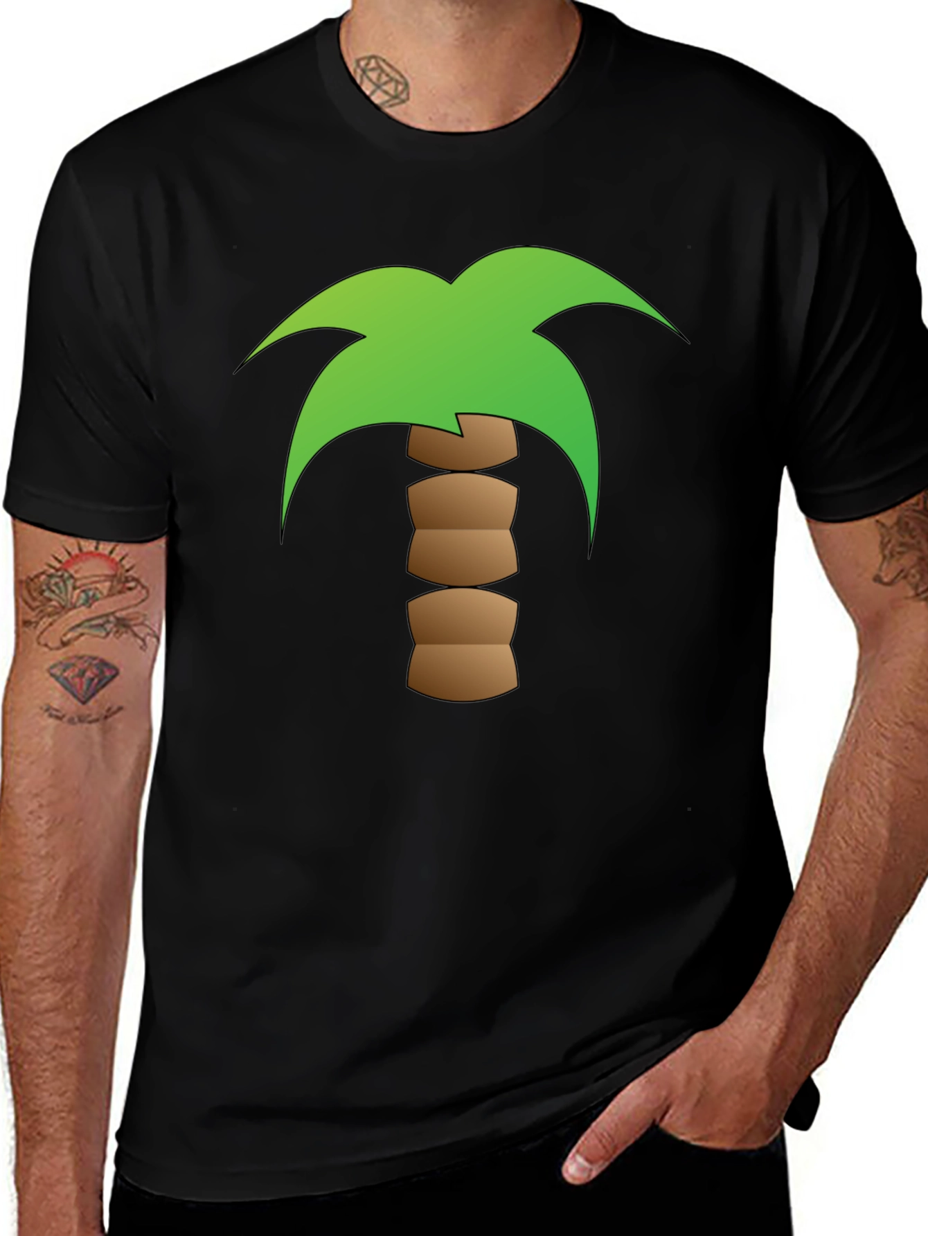 Variant 18 of Palm Tree Graphic Black T-Shirt