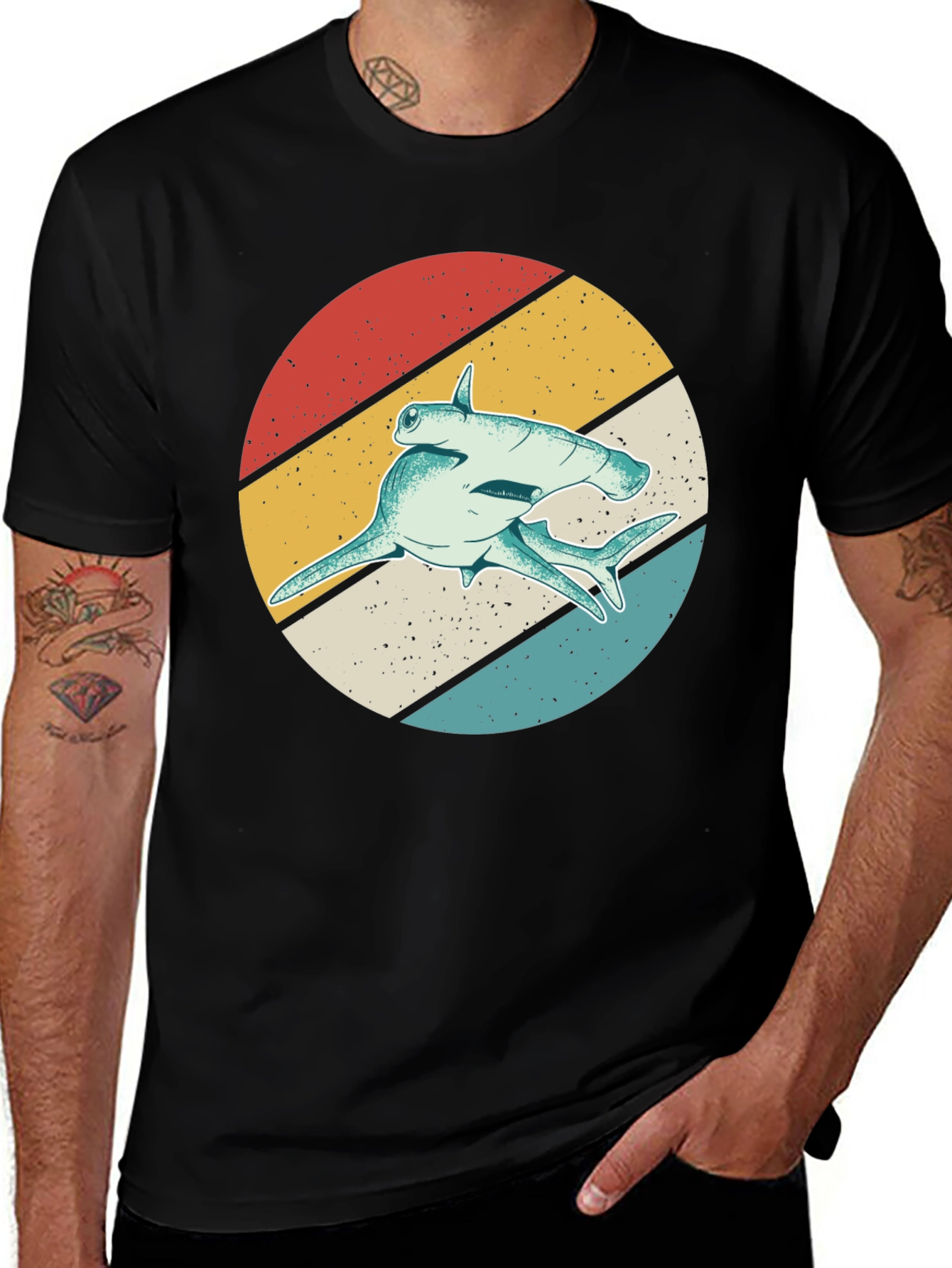 Variant 22 of Retro Hammerhead Shark Graphic Tee