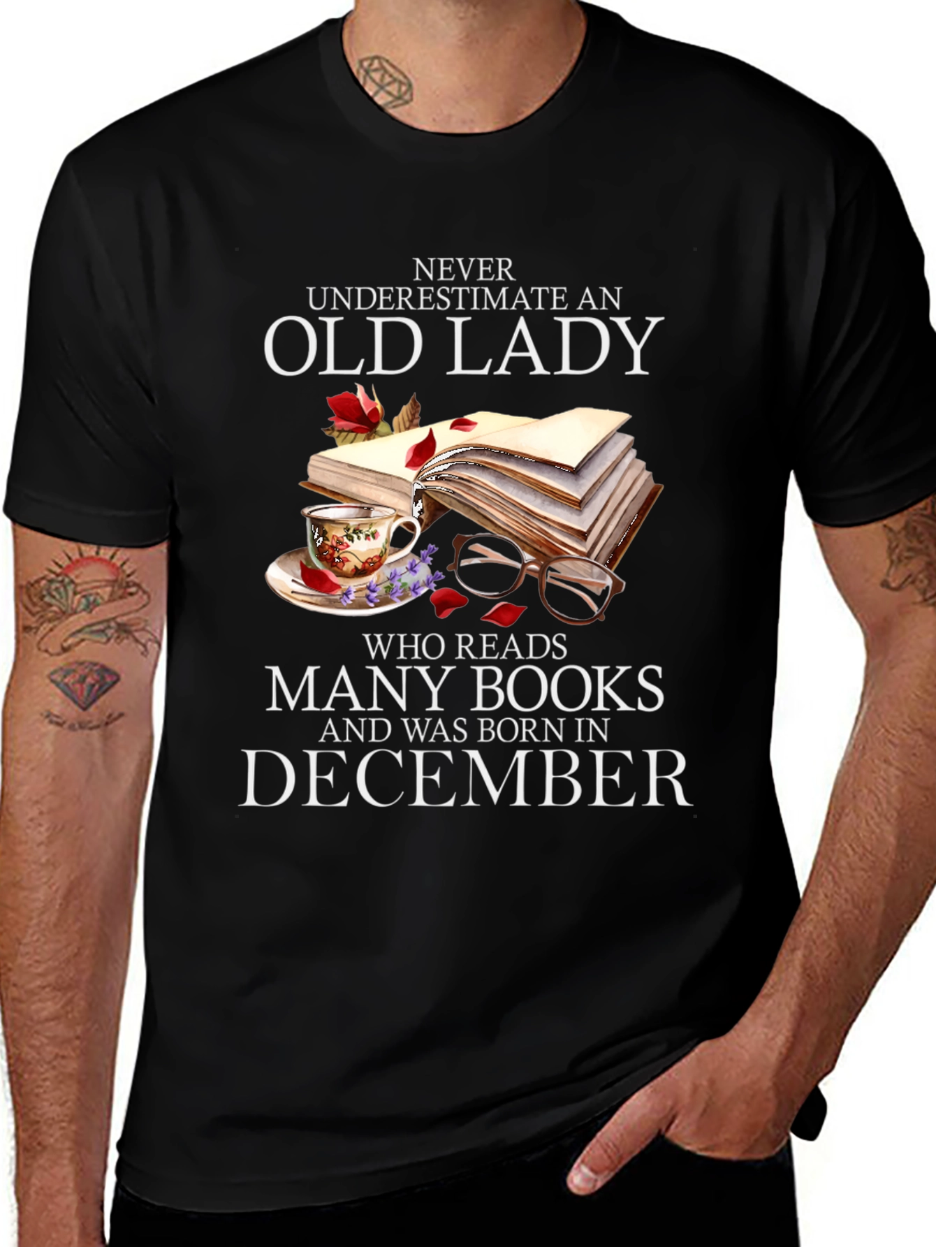 Variant 27 of Old Lady Who Reads T-Shirt - December Birthday