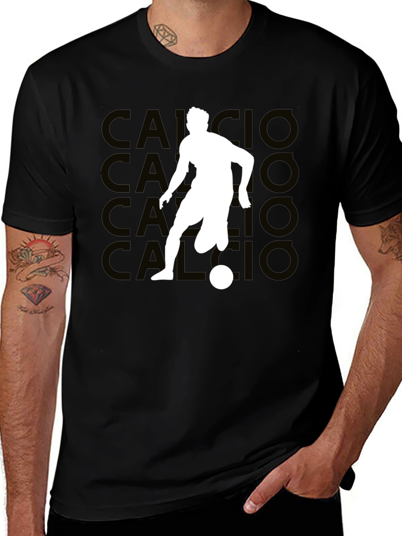 Variant 19 of Calcio Soccer T-Shirt - Stylish Black Tee for Football Fans