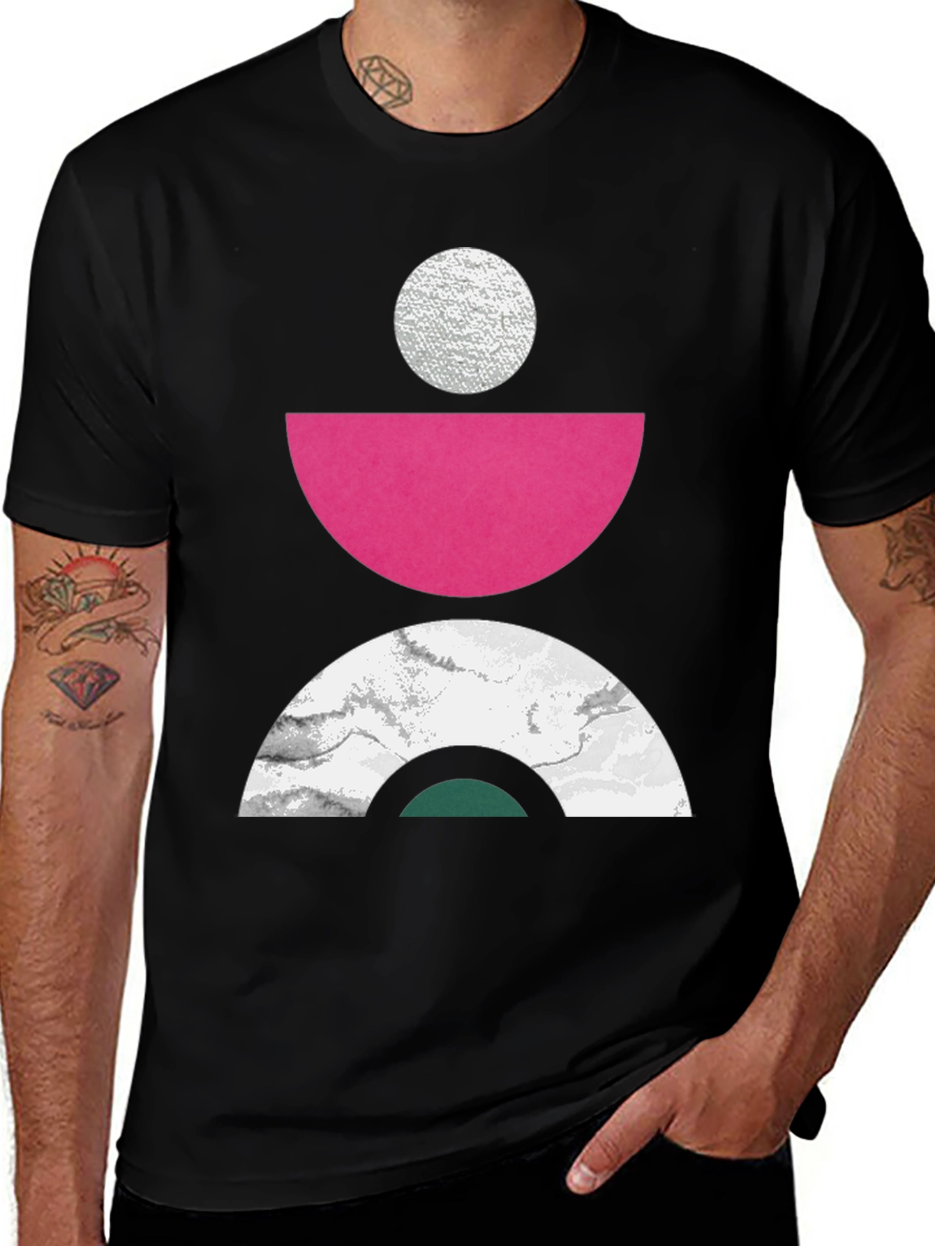 Variant 23 of Abstract Geometric Print T-Shirt - Modern Art Tee