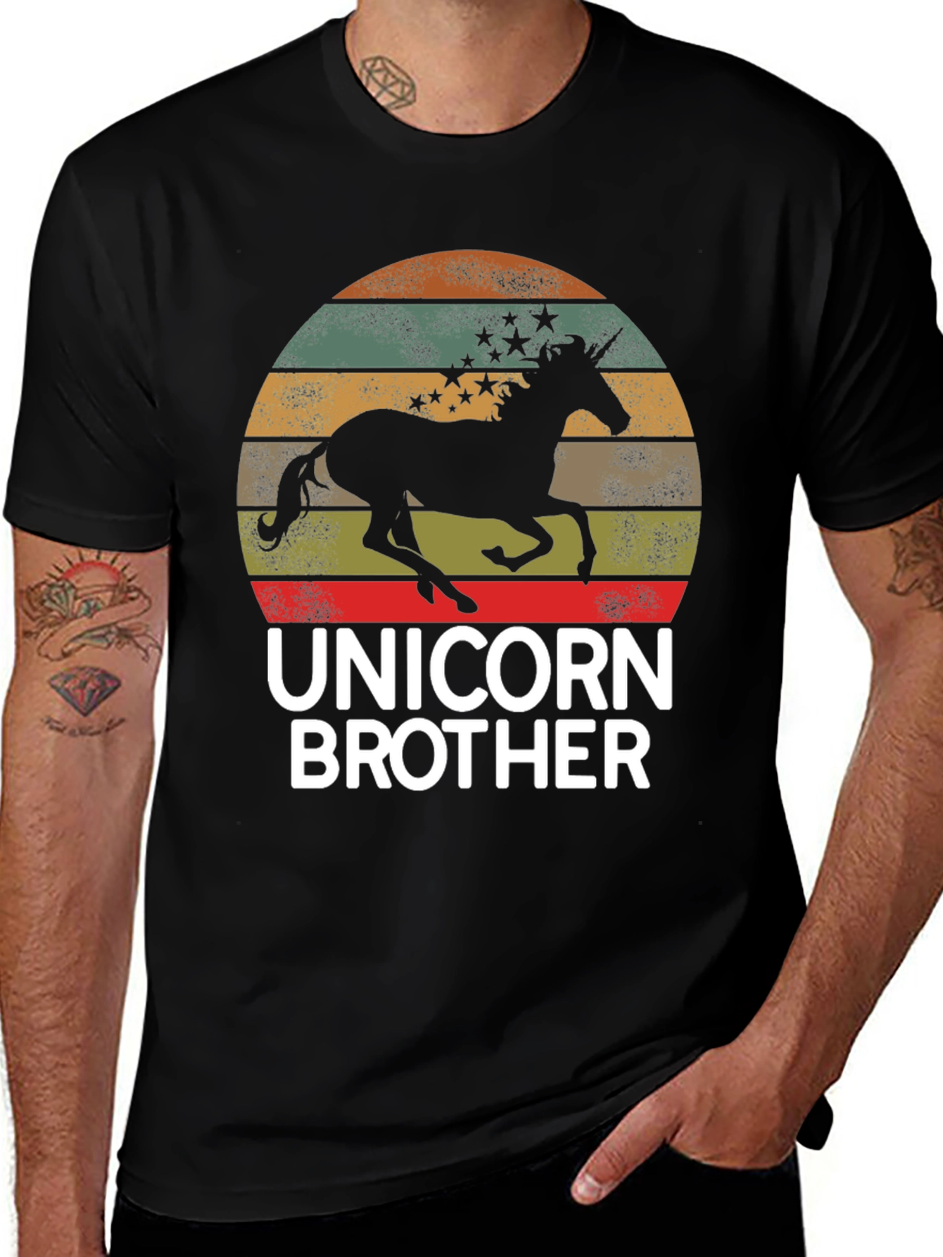 Unicorn Brother T-Shirt - Vintage Sunset Design