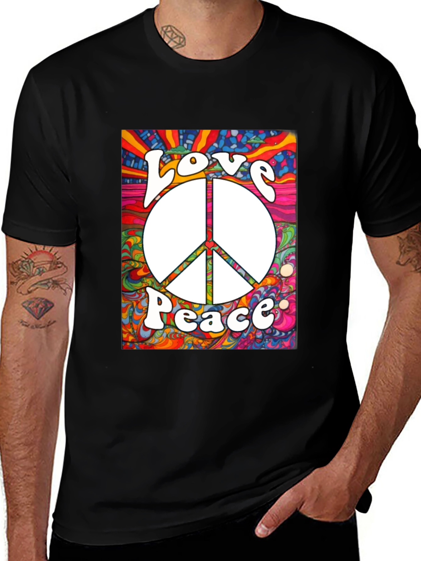 Variant 25 of Love & Peace Graphic Tee - Retro Style