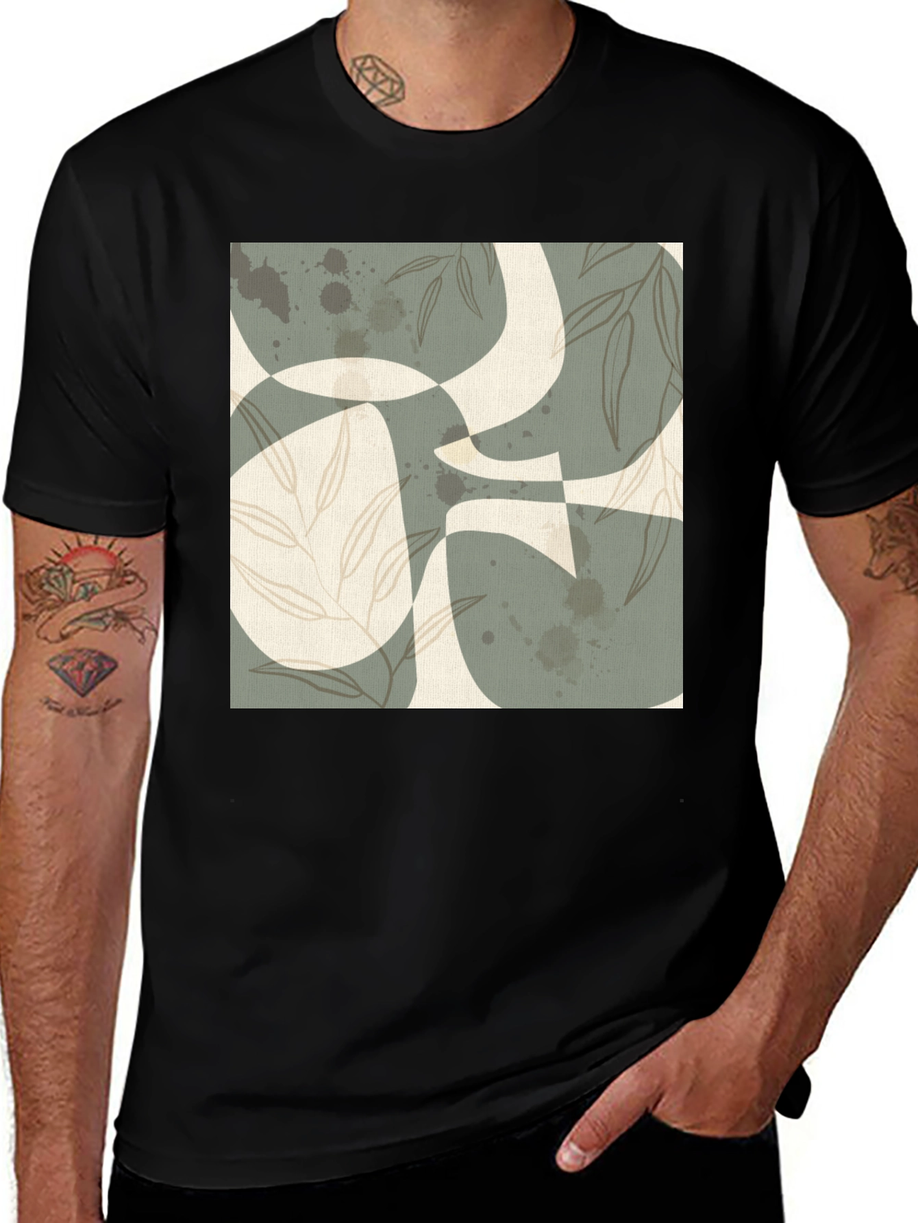 Variant 5 of Abstract Botanical Graphic Tee - Modern Style