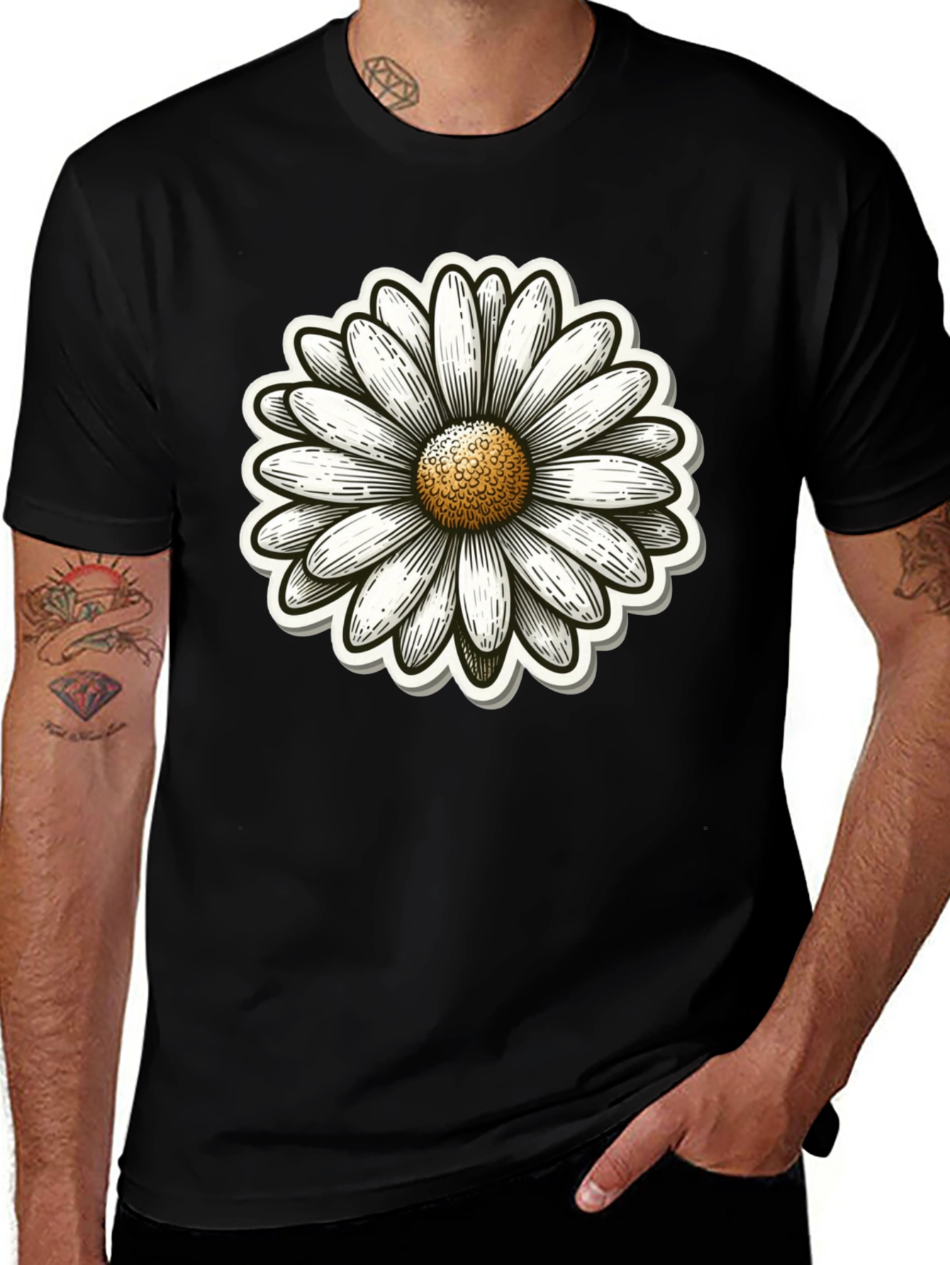 Variant 12 of Daisy Graphic Black T-Shirt