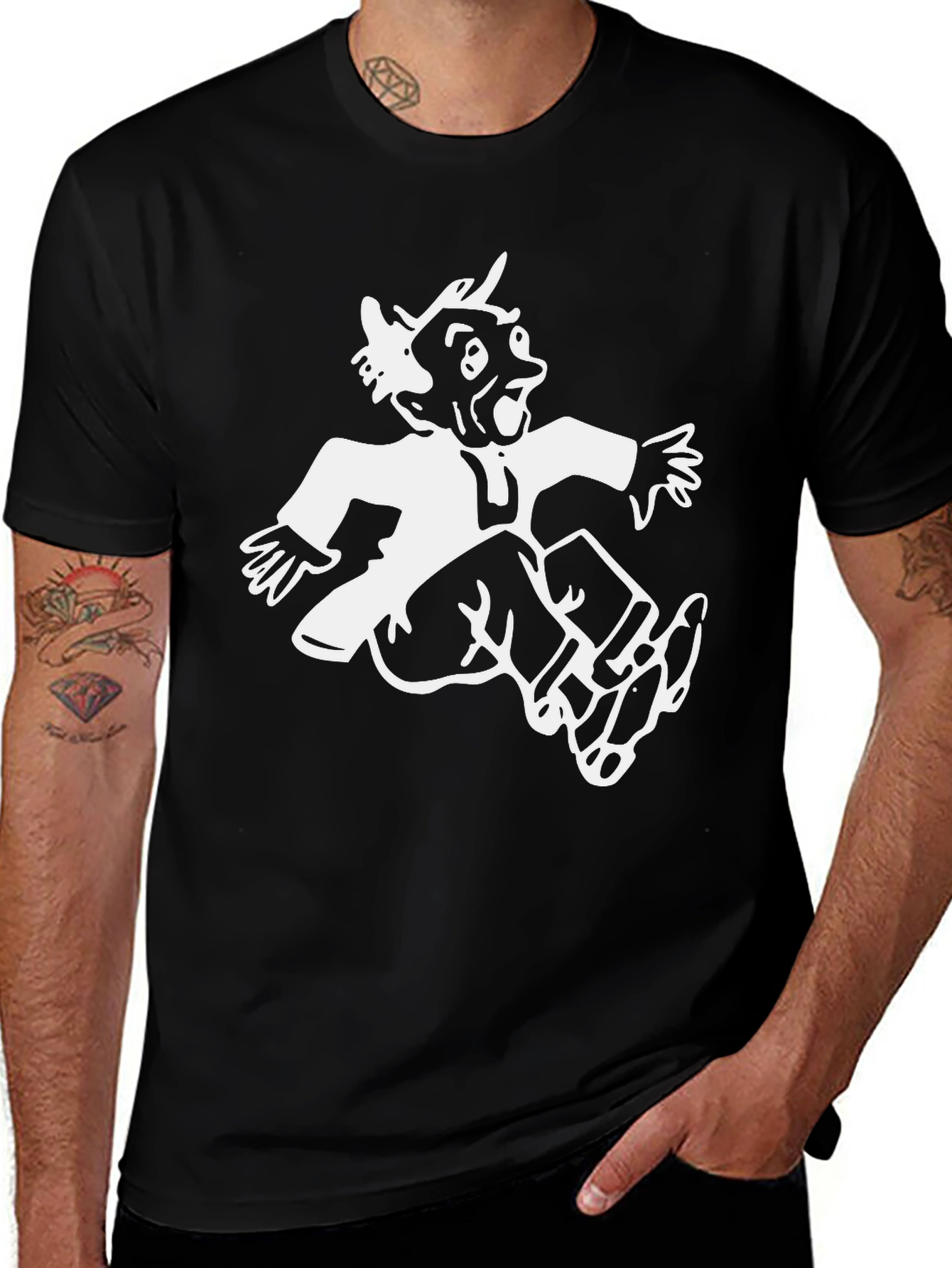 Variant 16 of Retro Cartoon Graphic Black T-Shirt